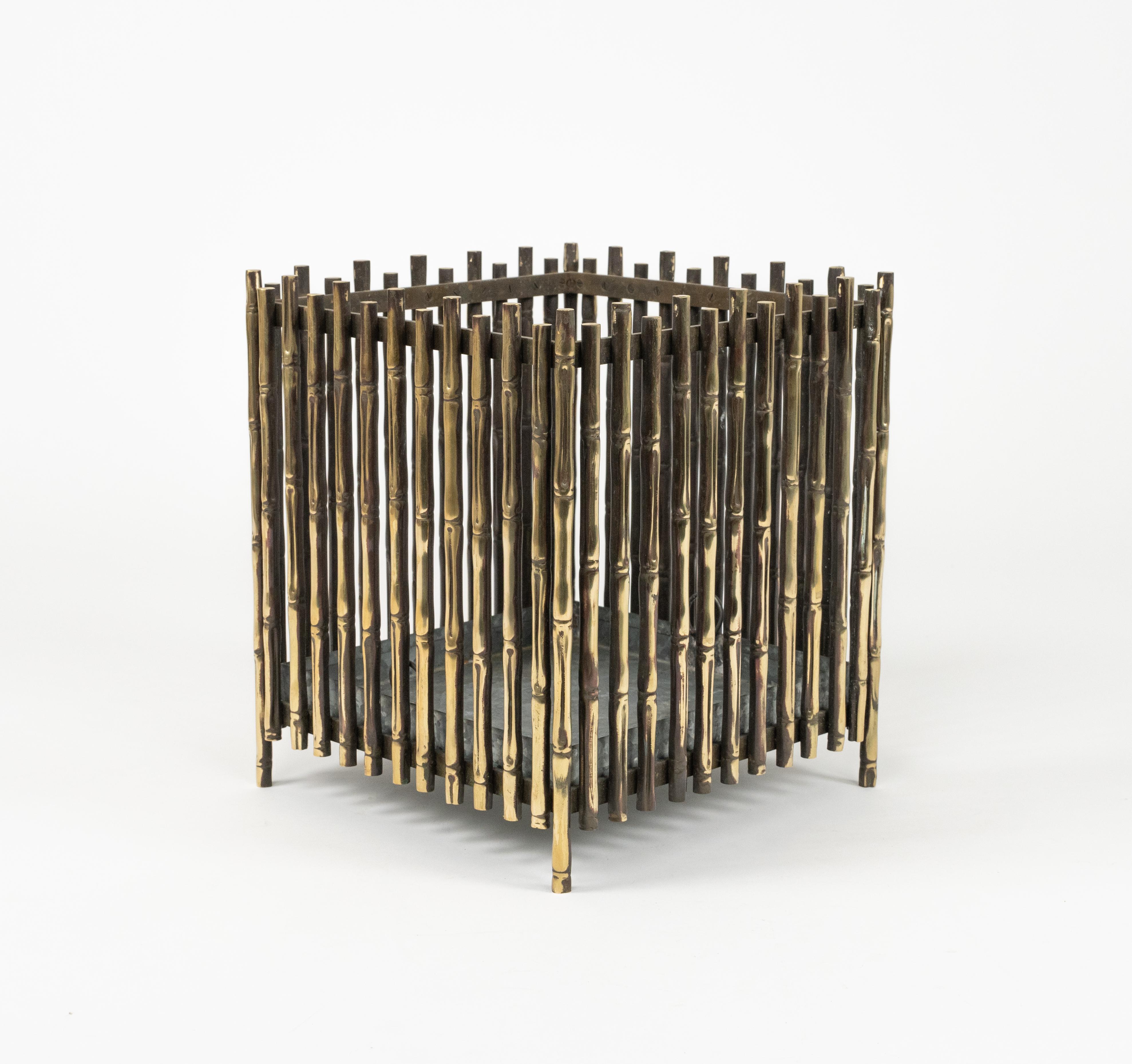 Mid-Century Modern Midcentury Brass Faux Bamboo Plant Holder by Maison Baguès, France 1960s For Sale