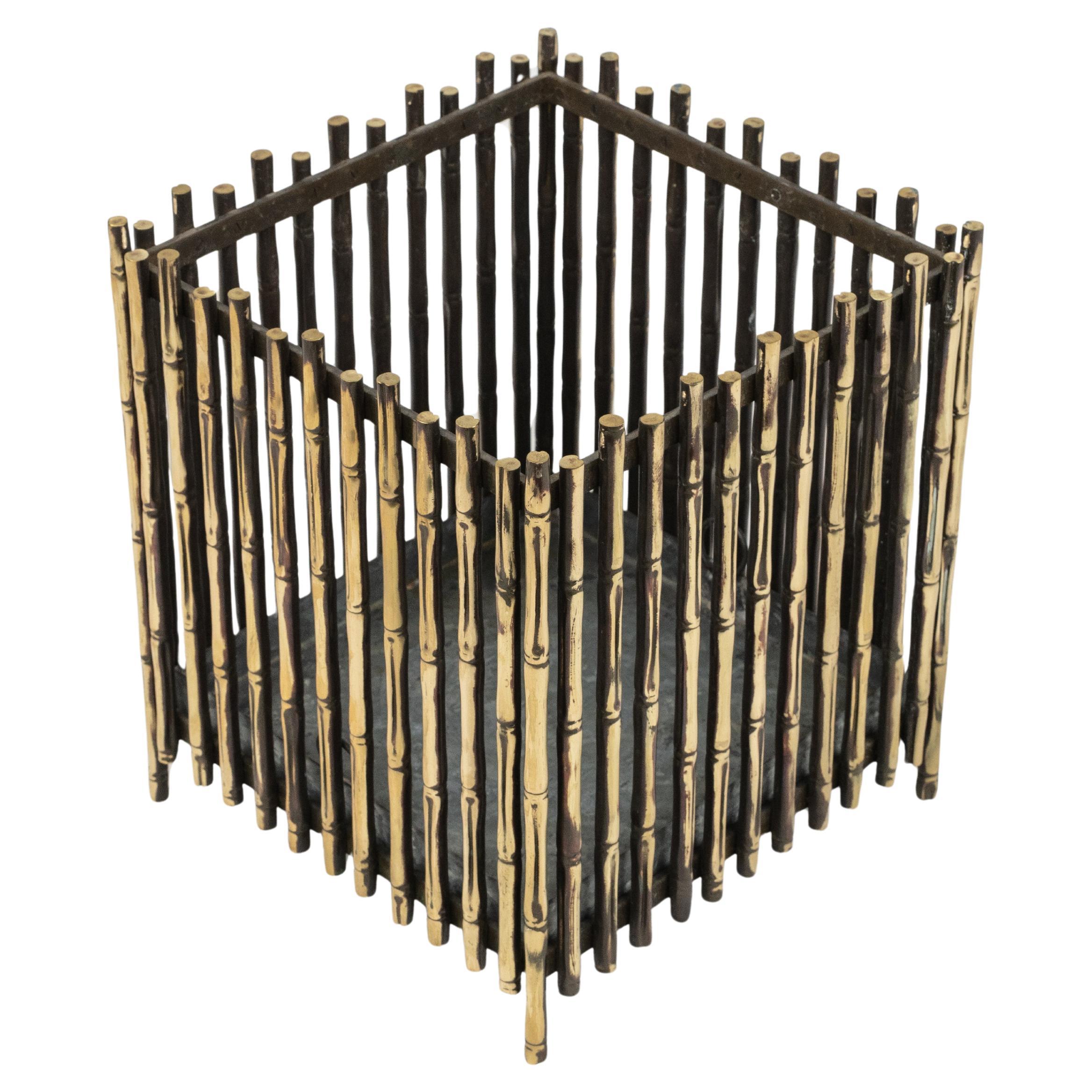Midcentury Brass Faux Bamboo Plant Holder by Maison Baguès, France 1960s