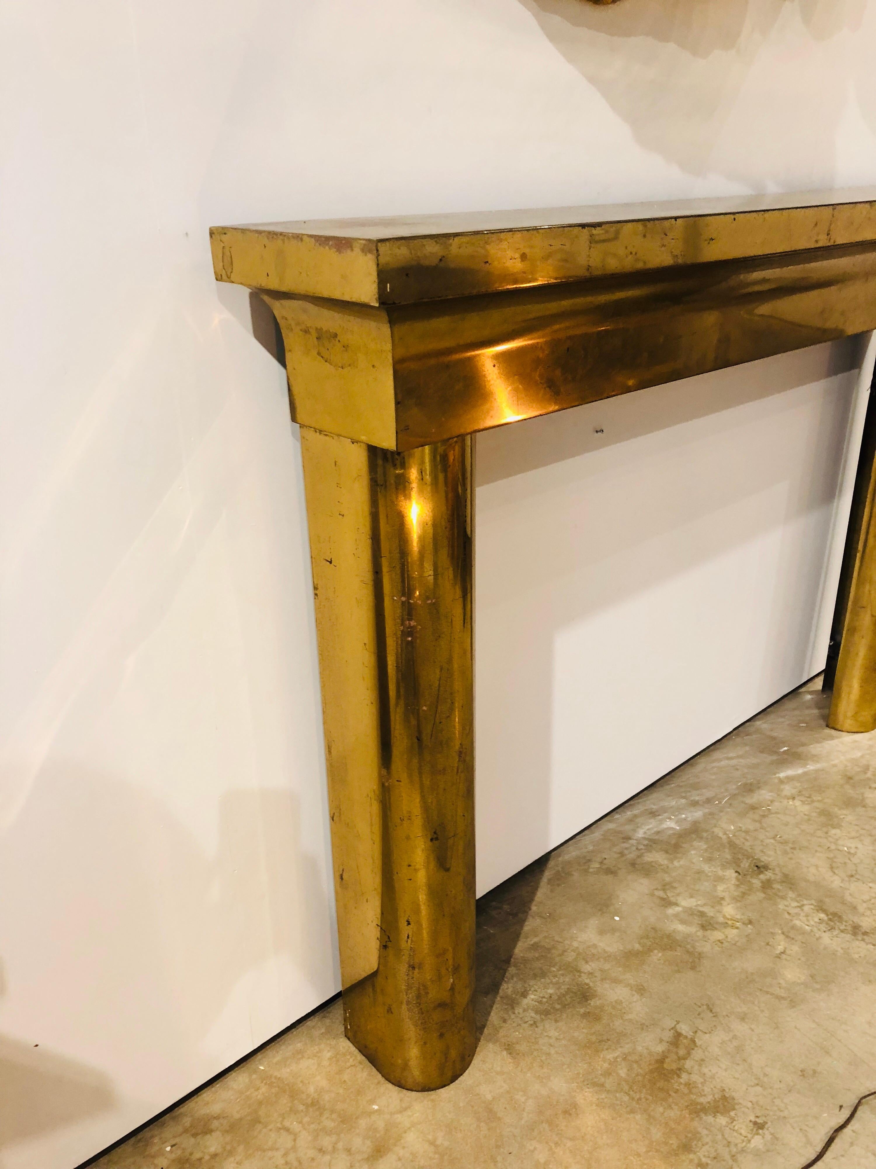 Midcentury Brass Fireplace Mantel In Good Condition In Chicago, IL