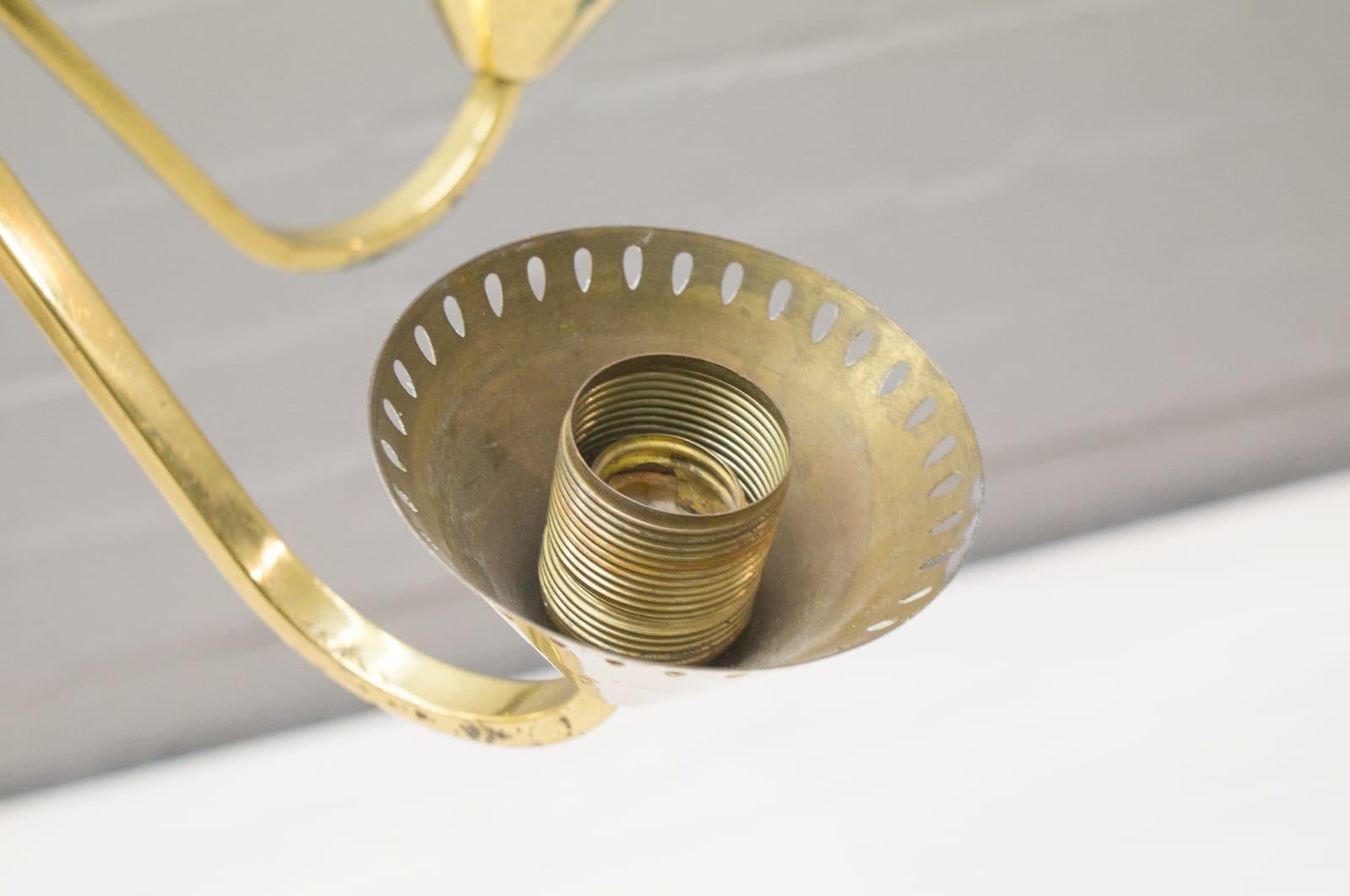 Midcentury Brass Five-Light Ceiling Lamp, 1950s 3