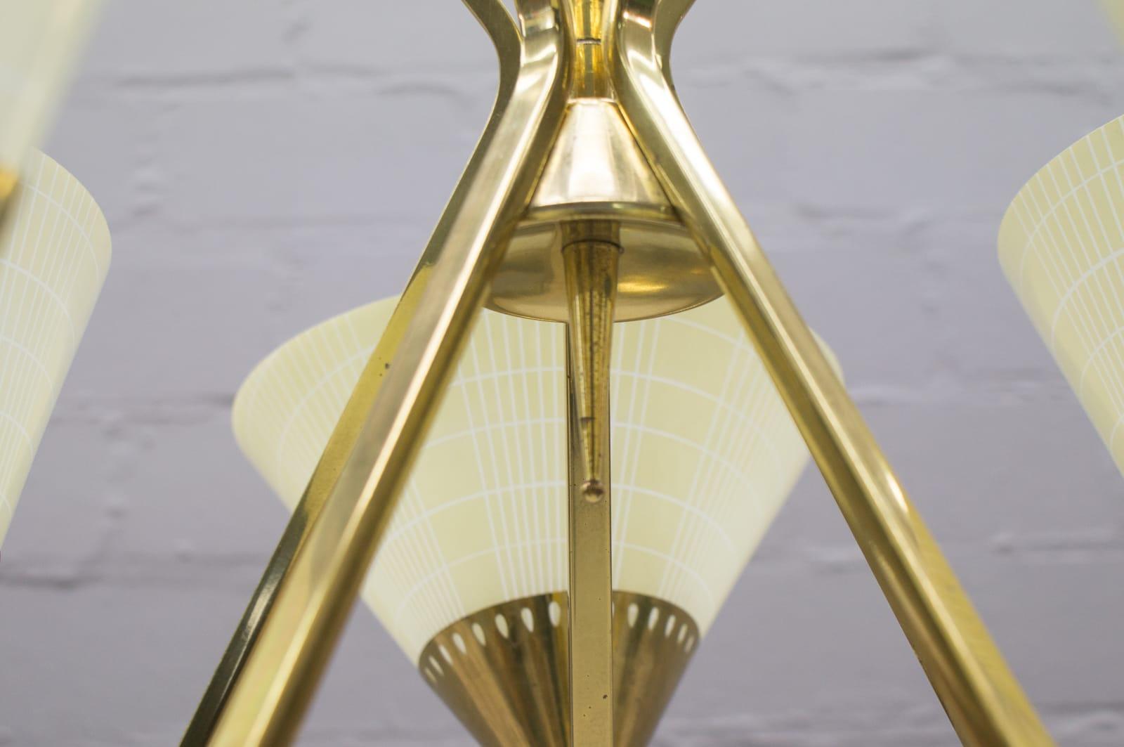 Midcentury Brass Five-Light Ceiling Lamp, 1950s 5