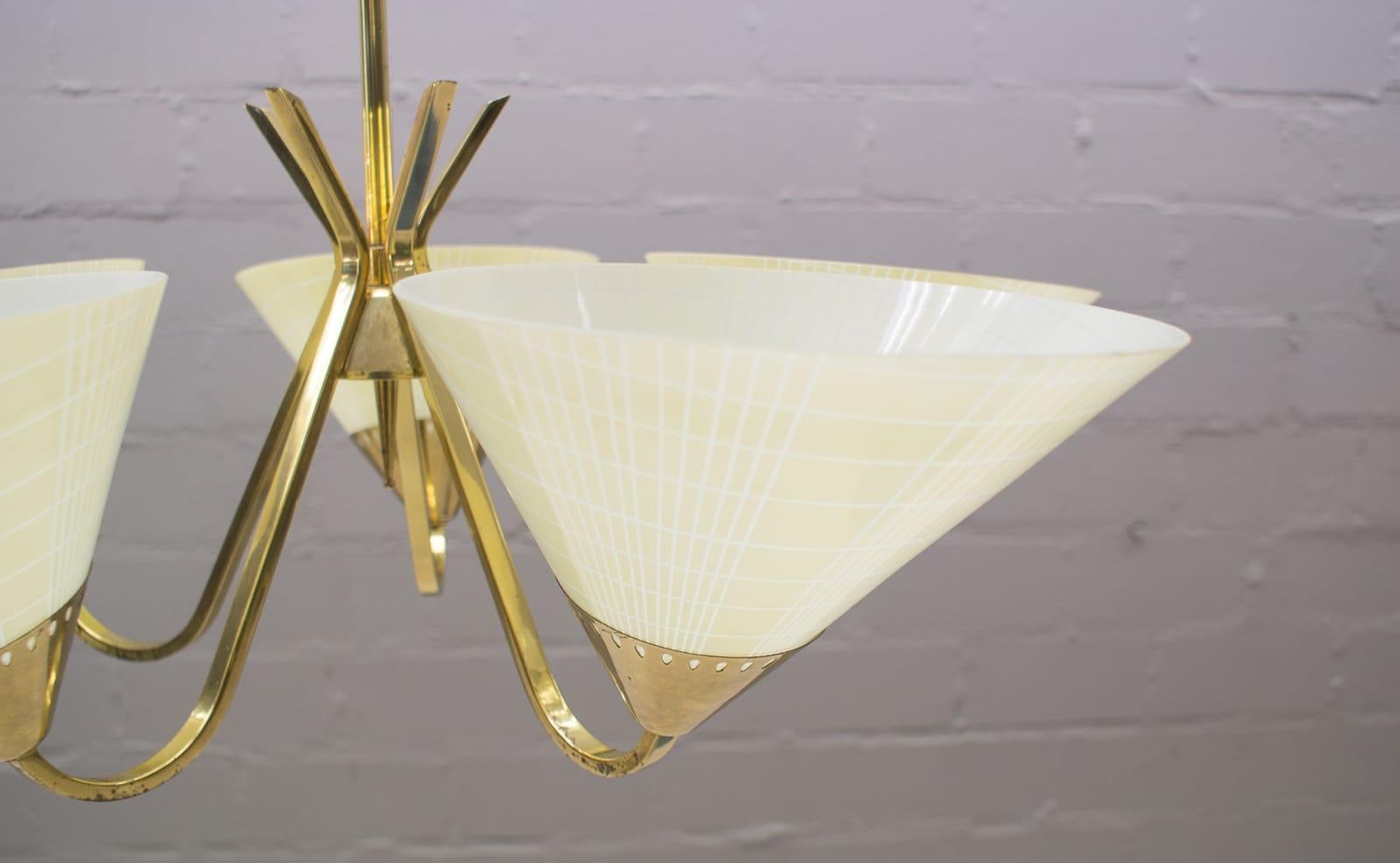 Midcentury Brass Five-Light Ceiling Lamp, 1950s 6