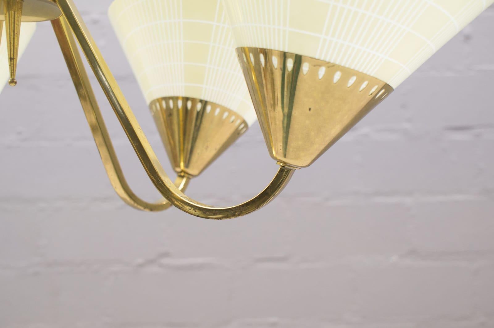 Midcentury Brass Five-Light Ceiling Lamp, 1950s 7