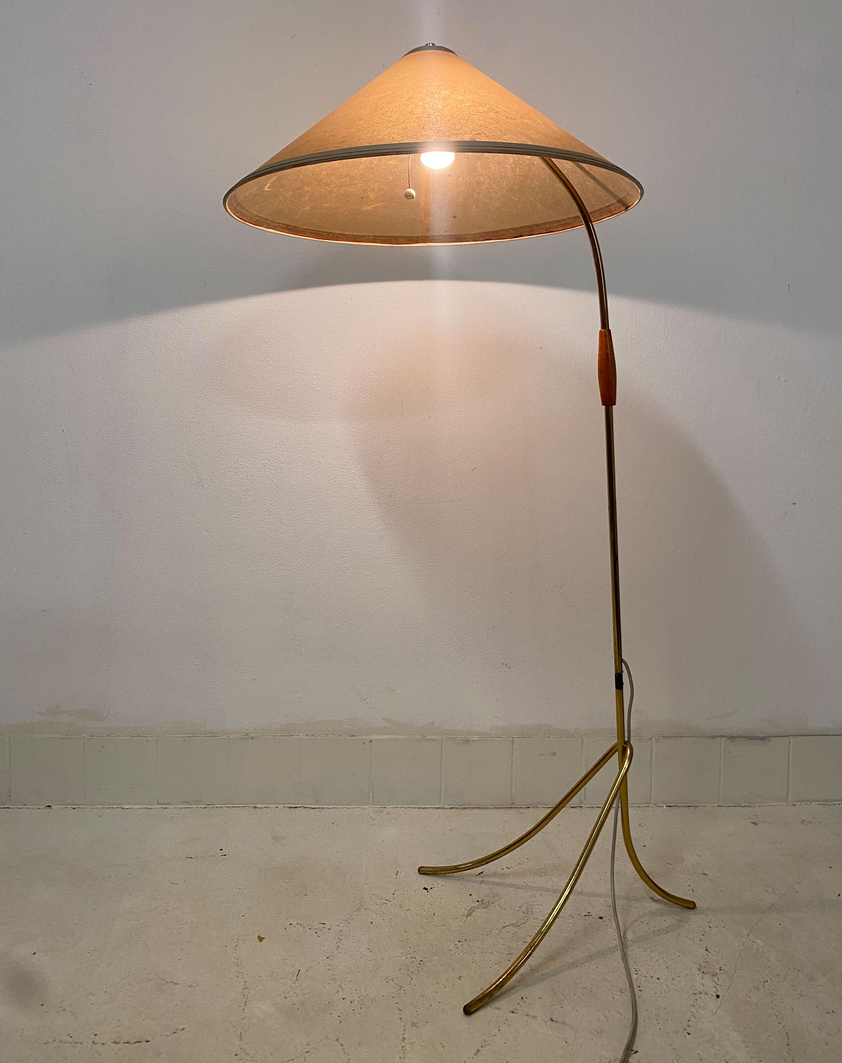 Midcentury Brass Floor Lamp by Rupert Nikoll For Sale 4