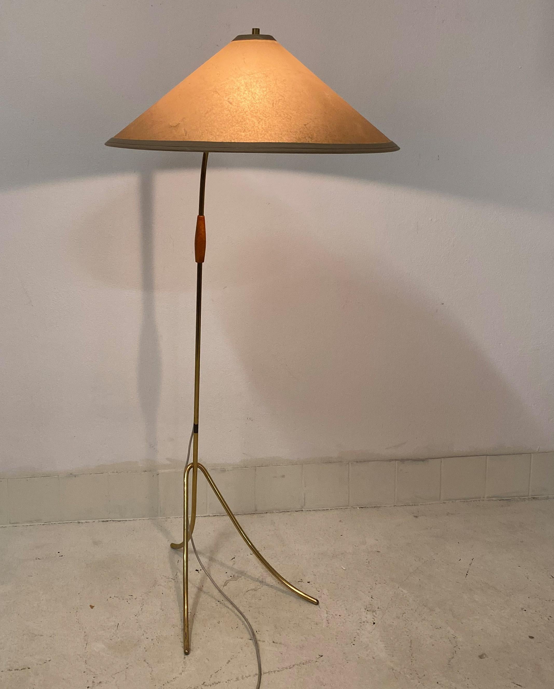 Midcentury Brass Floor Lamp by Rupert Nikoll For Sale 8