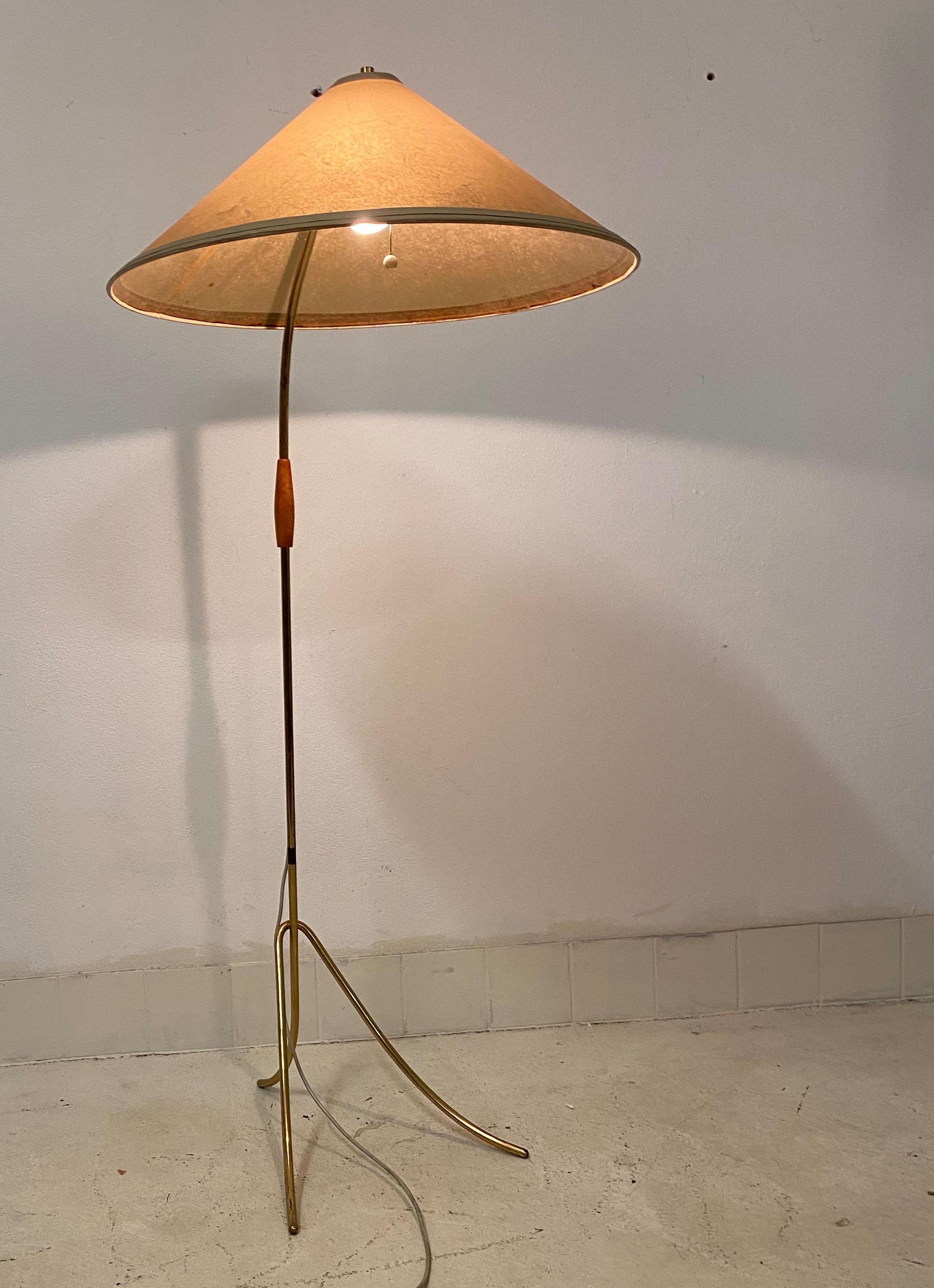 Midcentury Brass Floor Lamp by Rupert Nikoll For Sale 9