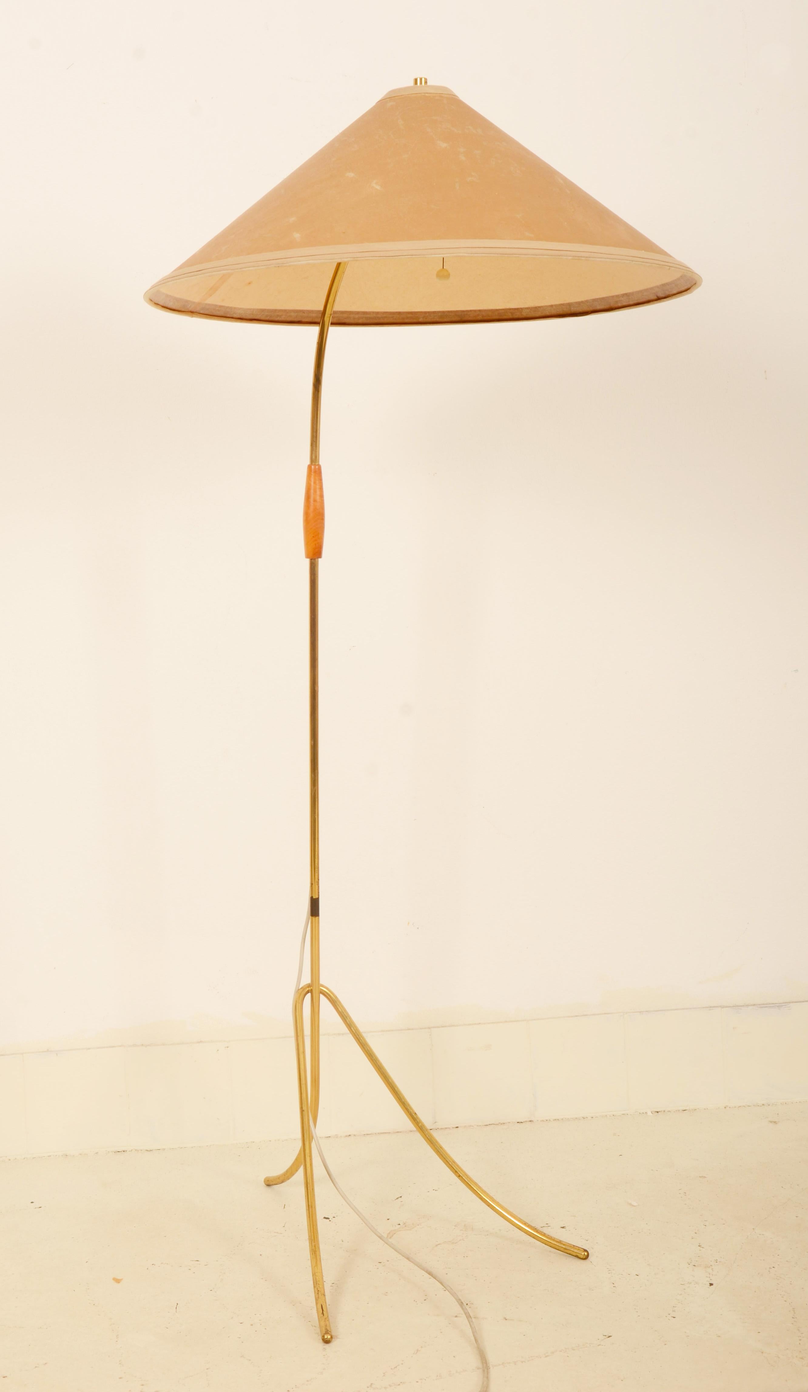 Mid-Century Modern Midcentury Brass Floor Lamp by Rupert Nikoll For Sale