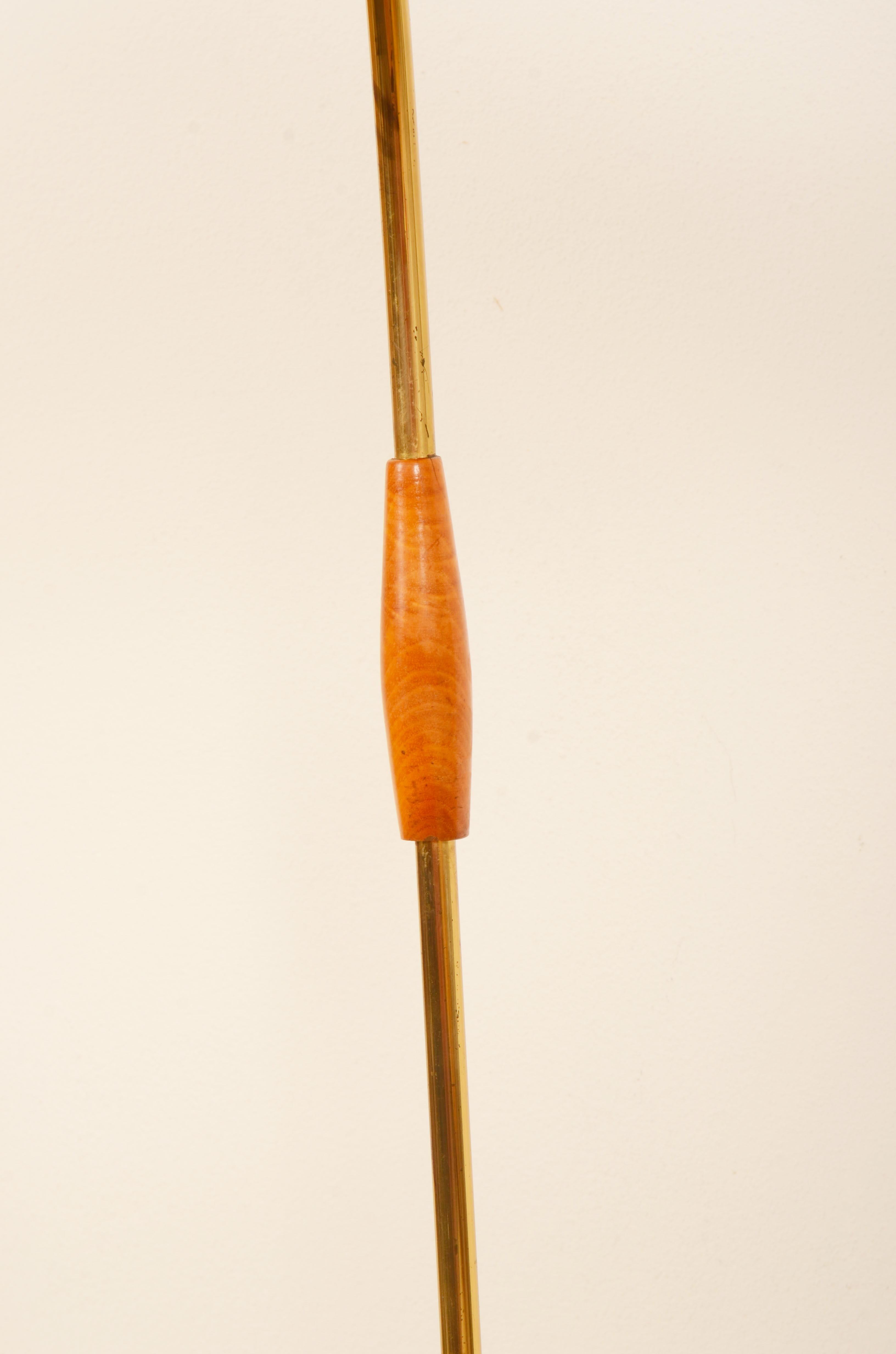 Mid-20th Century Midcentury Brass Floor Lamp by Rupert Nikoll For Sale