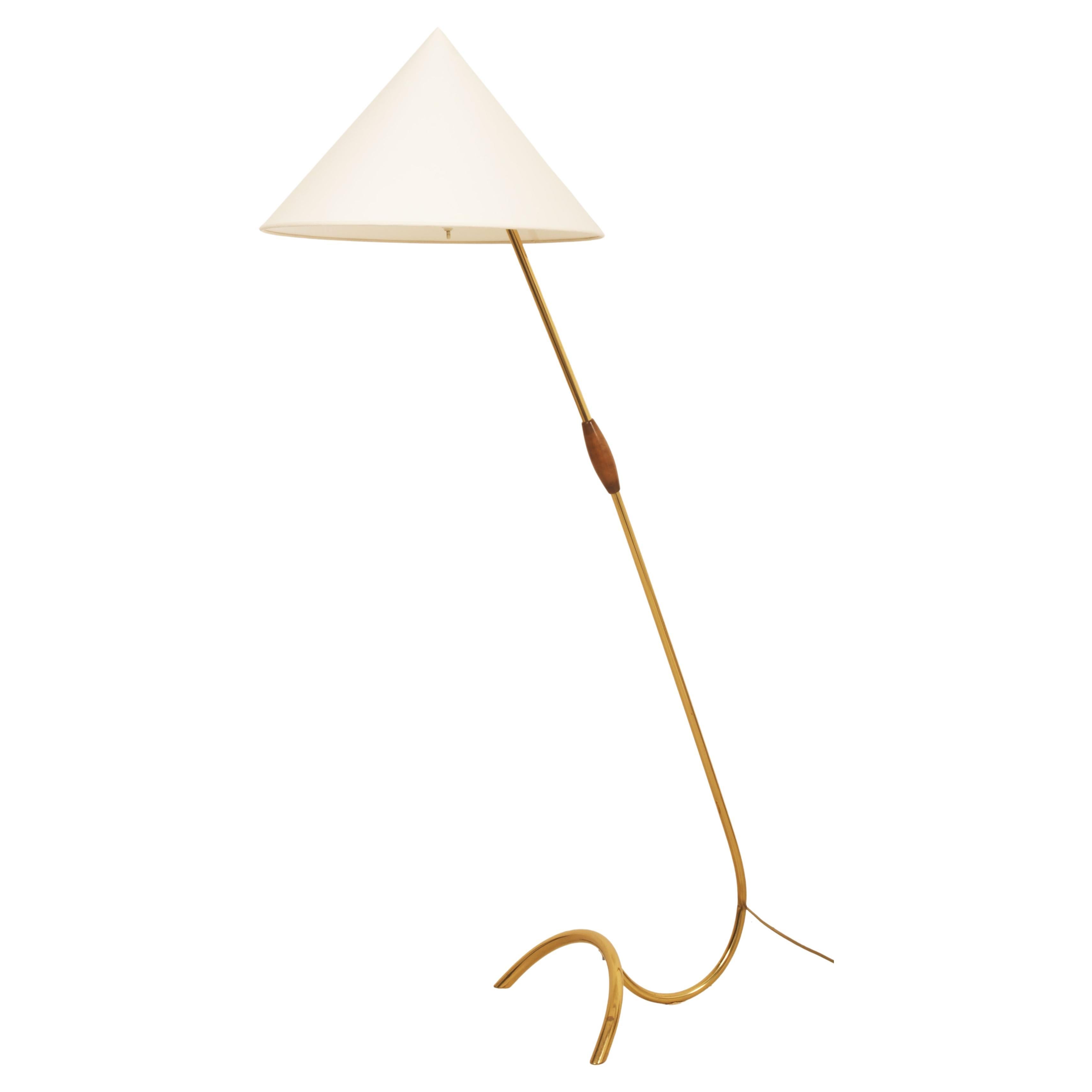Midcentury Brass Floor Lamp by Rupert Nikoll
