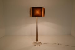Midcentury Brass Floor Lamp with Verner Panton Mira X Fabric for Fritz Hansen