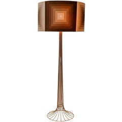 Midcentury Brass Floor Lamp with Verner Panton Mira X Fabric for Fritz Hansen