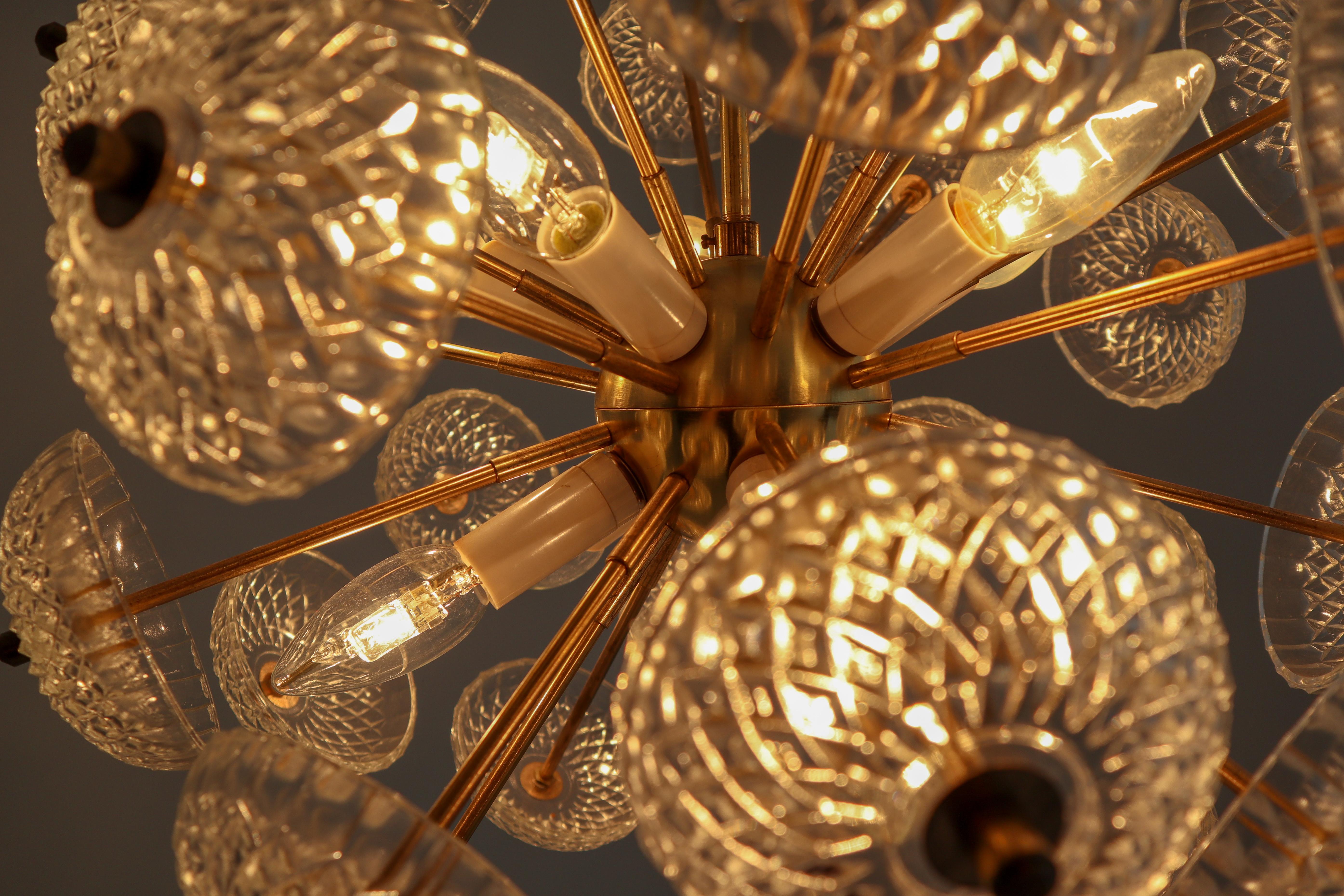 European Midcentury Brass Floral Chandelier in the Style of Emil Stejnar, Europe, 1960s