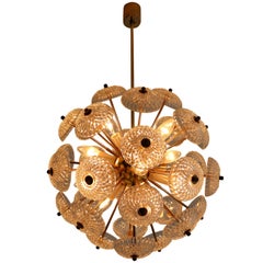 Midcentury Brass Floral Chandelier in the Style of Emil Stejnar, Europe, 1960s