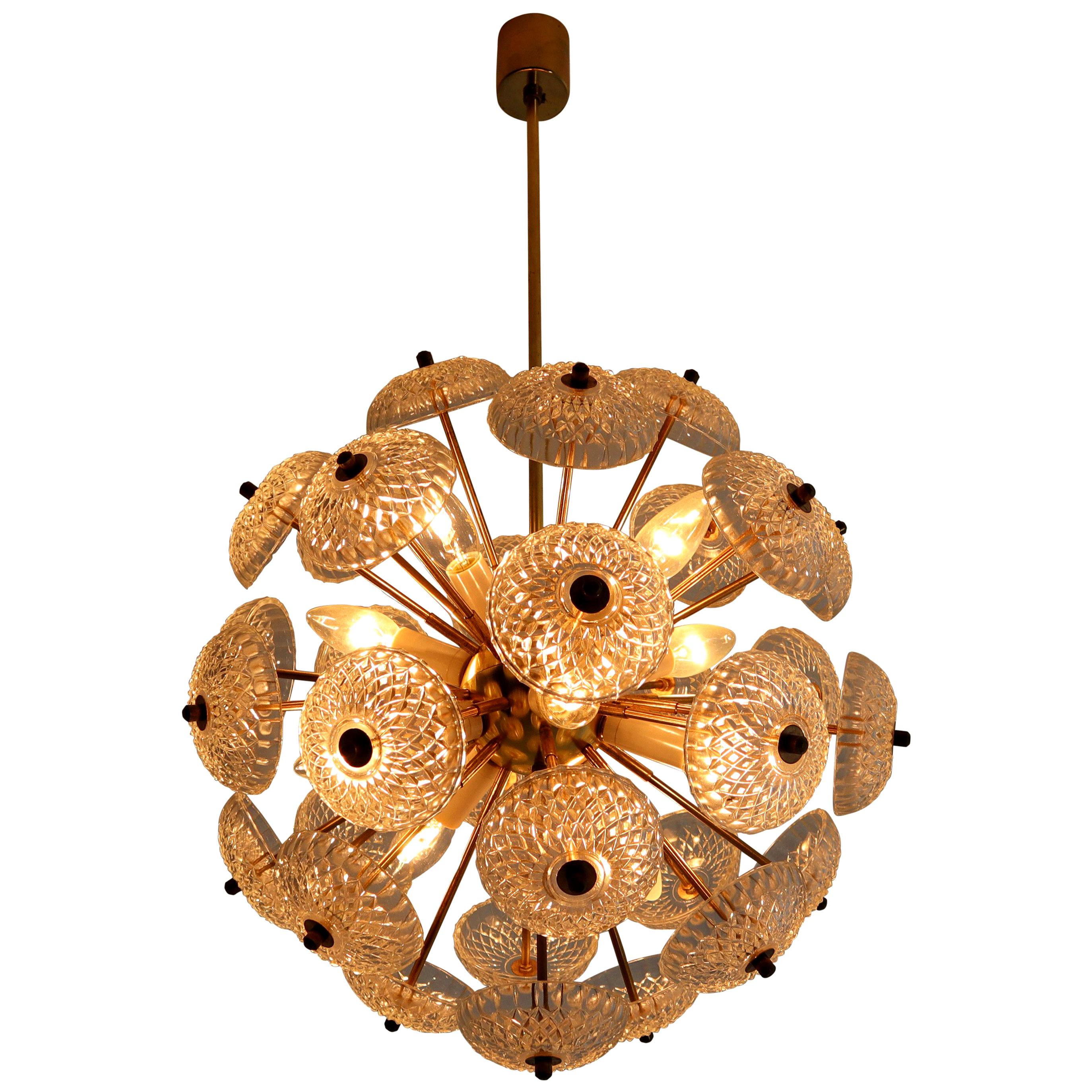 Midcentury Brass Floral Chandelier in the Style of Emil Stejnar, Europe, 1960s
