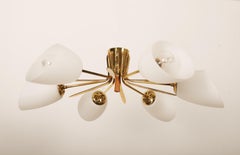 Messing-Kronleuchter aus der Mitte des Jahrhunderts von Rupert Nikoll