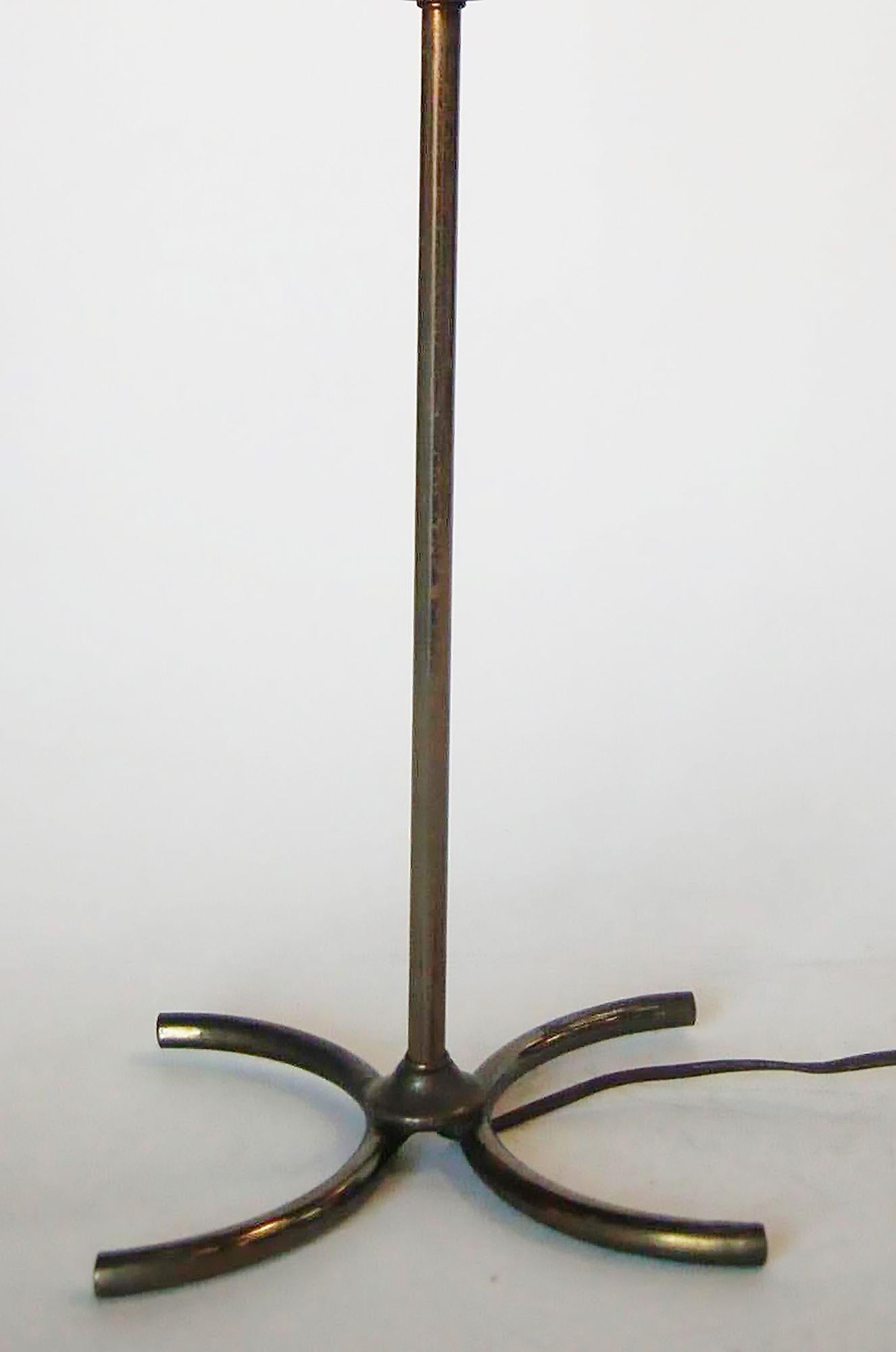 Midcentury Brass Free Standing Torchiere Table Lamp with Perforated Cone Shade For Sale 1