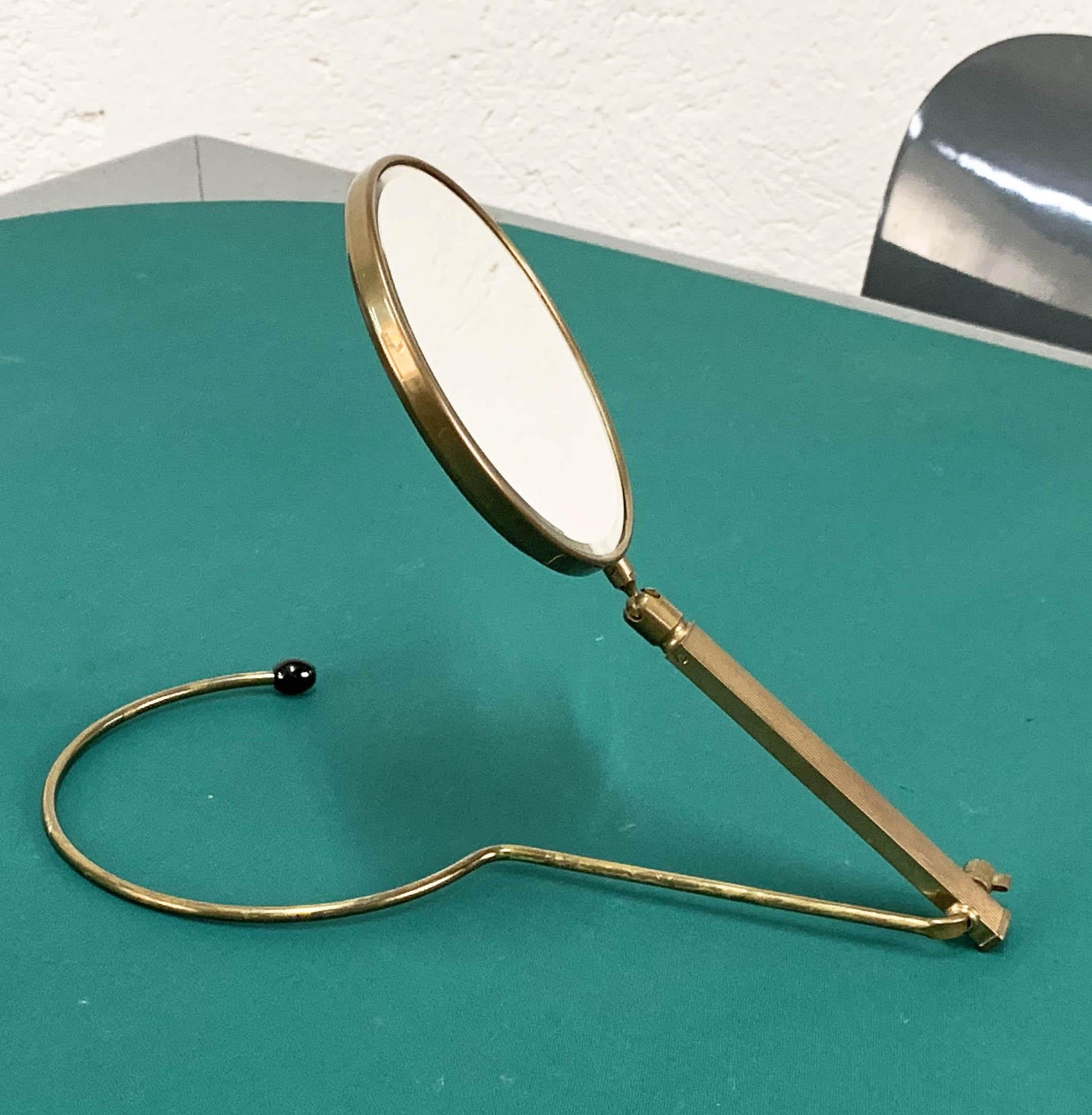 Midcentury Brass French Adjustable Table Mirror with a Two-Sides Stand, 1950s For Sale 4