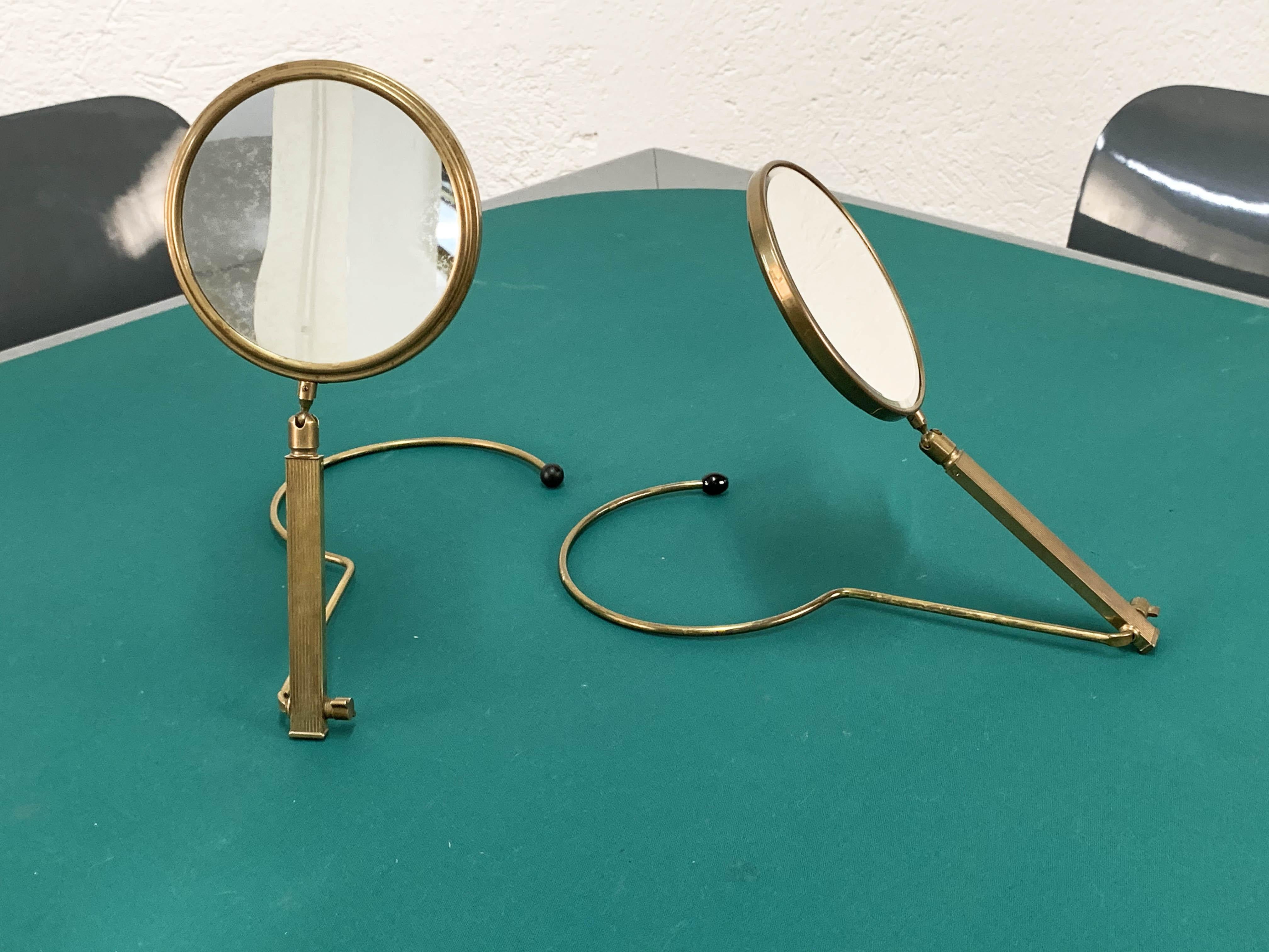 Midcentury Brass French Adjustable Table Mirror with a Two-Sides Stand, 1950s For Sale 13