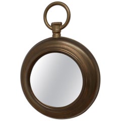 Vintage Midcentury Brass French Pocket Watch Mirror