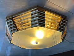 Plafonnier/applique en laiton/verre du milieu du siècle, années 1960