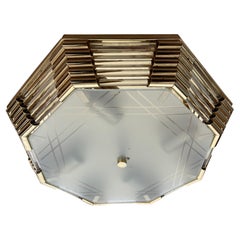 Midcentury Brass / Glass Ceiling Lamp/Flush Mount or Wall Lamp, 1960s