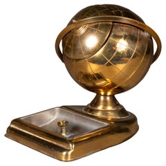 Used Brass Globe Cigarette Holder and Ashtray/Coin Dish, circa 1960 (FREE SHIPPING)