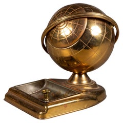 Used Brass Globe Cigarette Holder and Ashtray/Coin Dish, circa 1960-FREE SHIPPING