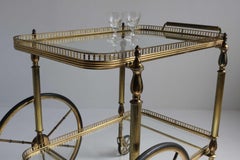 Midcentury Brass Golden Bar Cart Trolley Italian 1950 Hollywood Regency Design