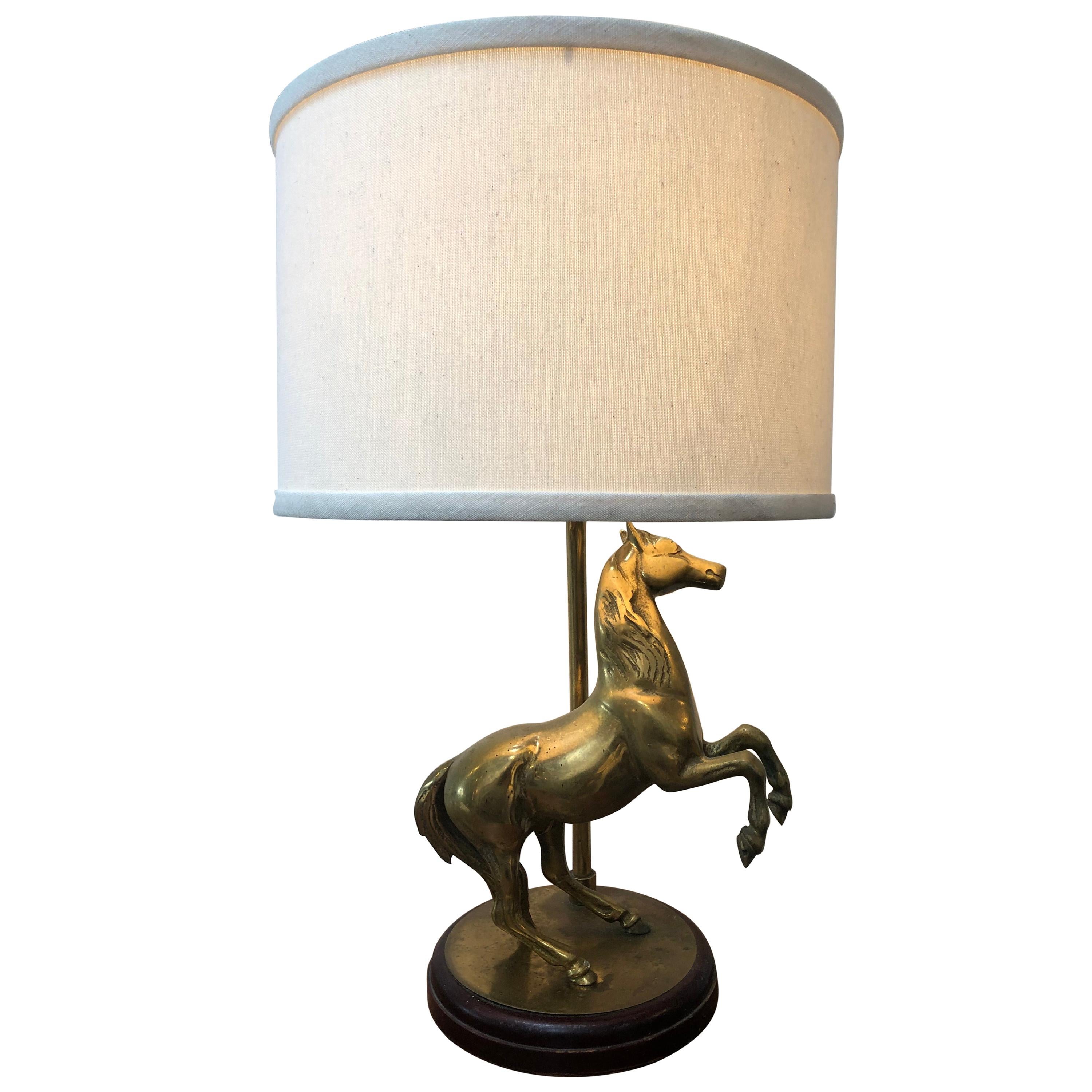 Midcentury Brass Horse Lamp