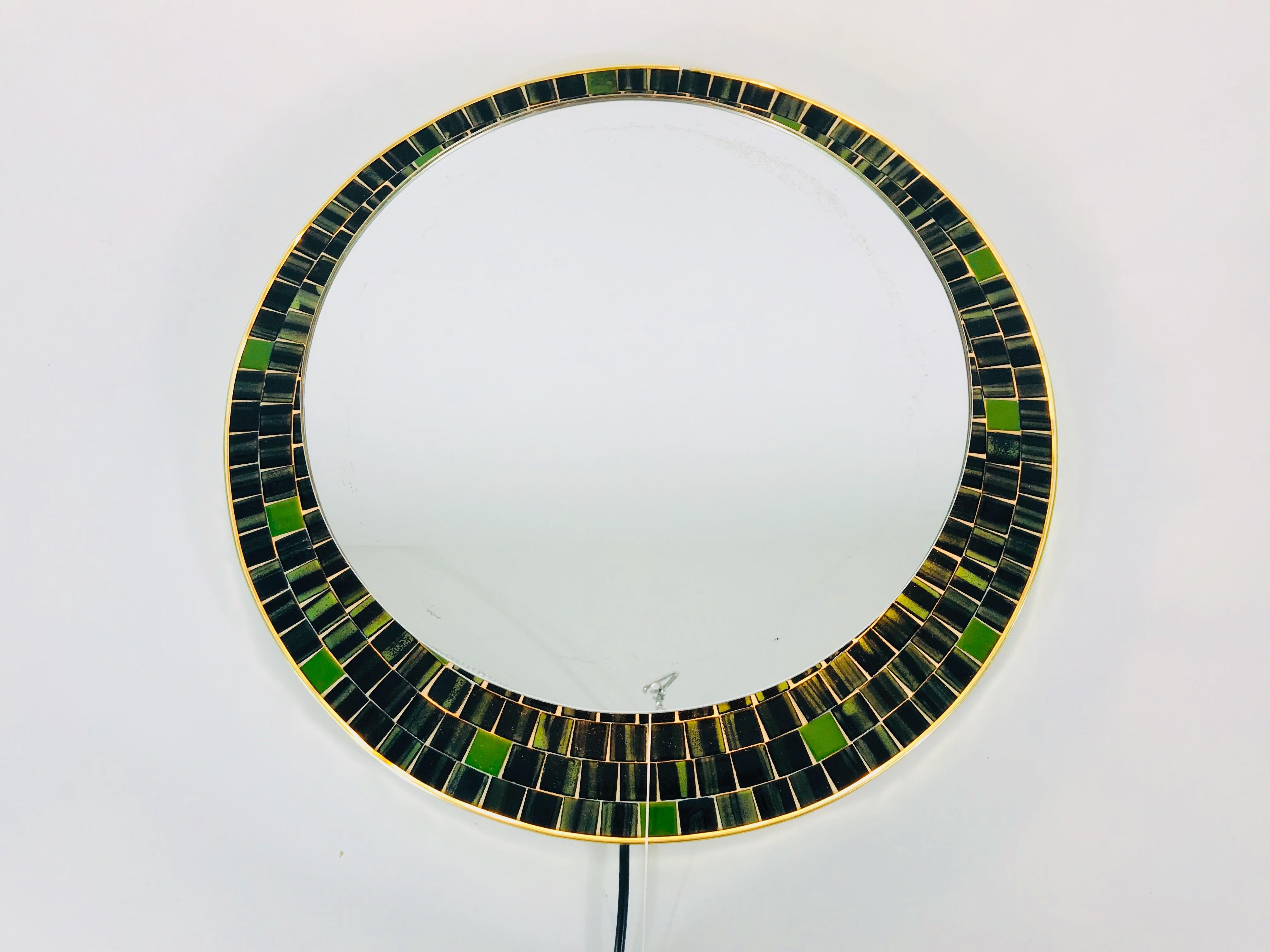 Midcentury Brass Illuminated Mirror Attributed to Hillebrand, Germany, 1950s For Sale 8