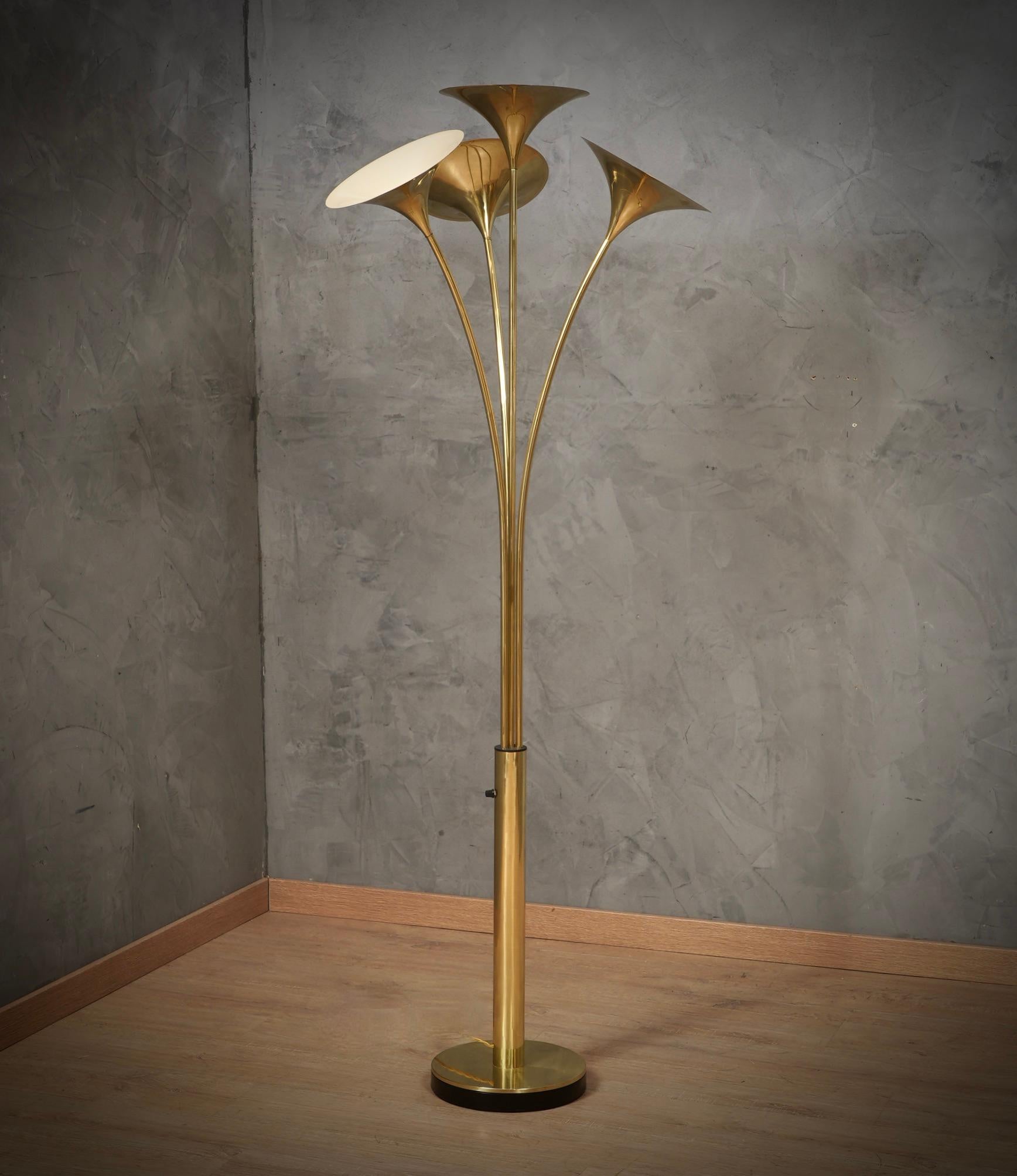 MidCentury Brass Italian Manufacturing Floor Lamp, 1970 For Sale 6