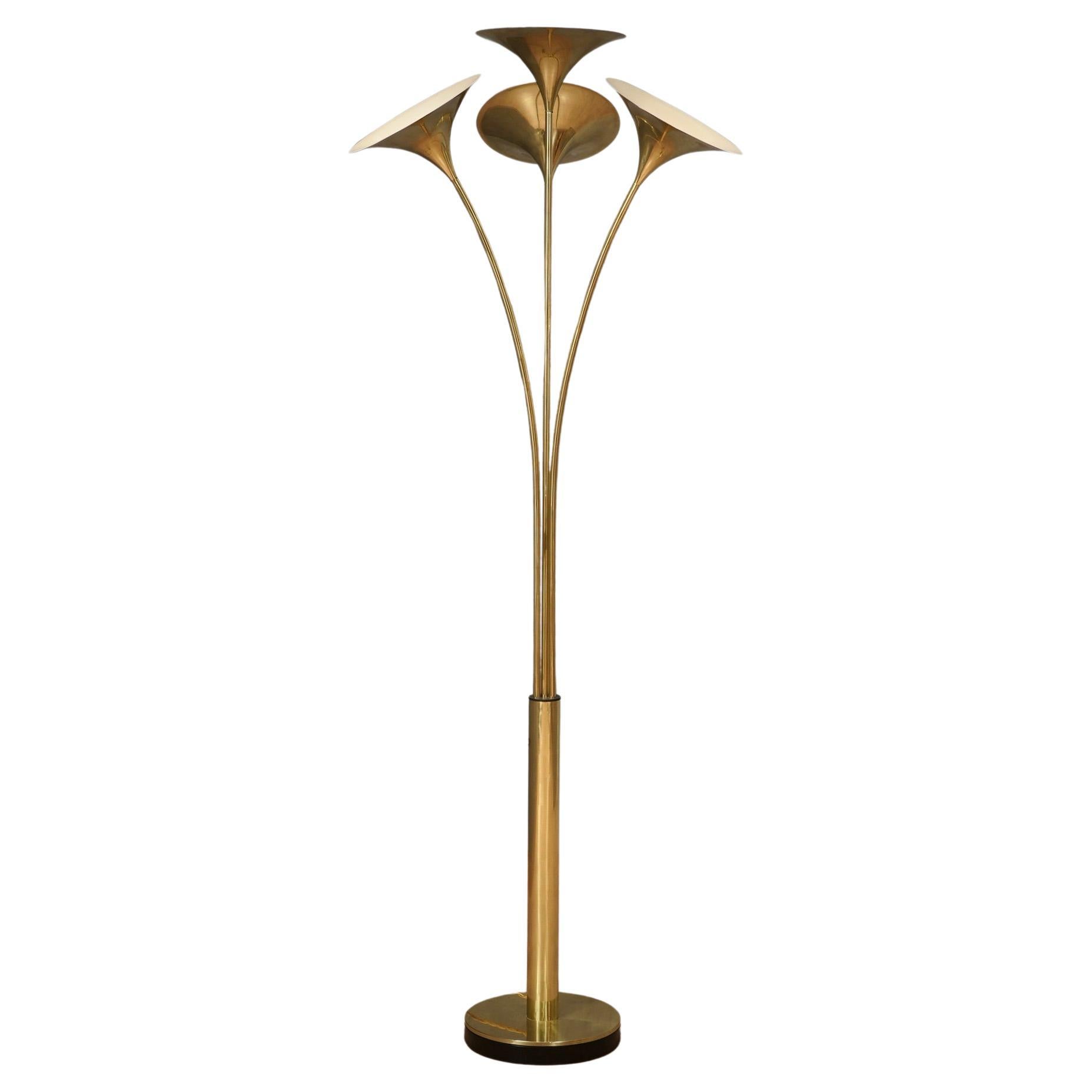 MidCentury Brass Italian Manufacturing Floor Lamp, 1970 For Sale