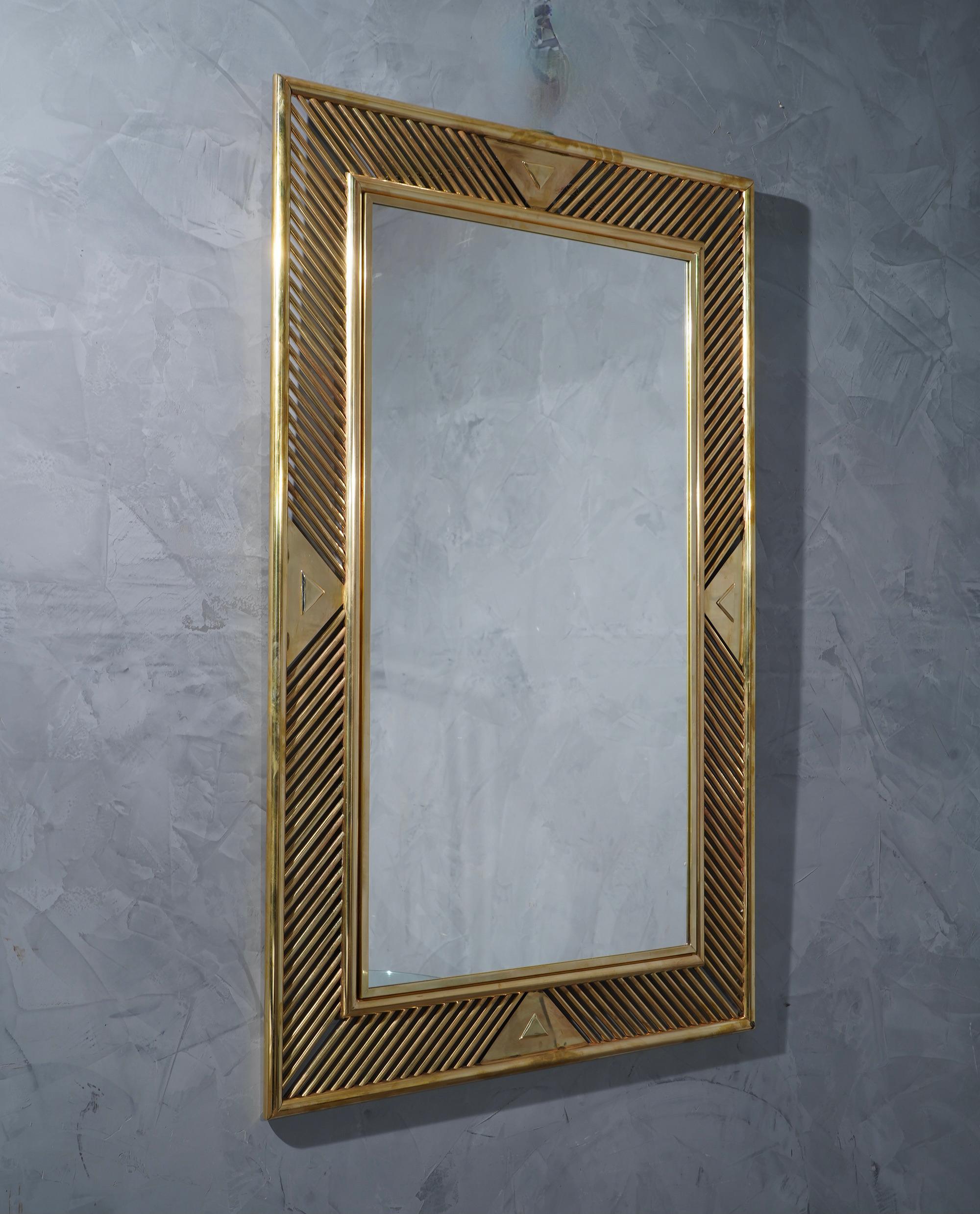 MidCentury Brass Italian Mirror, 1970 2