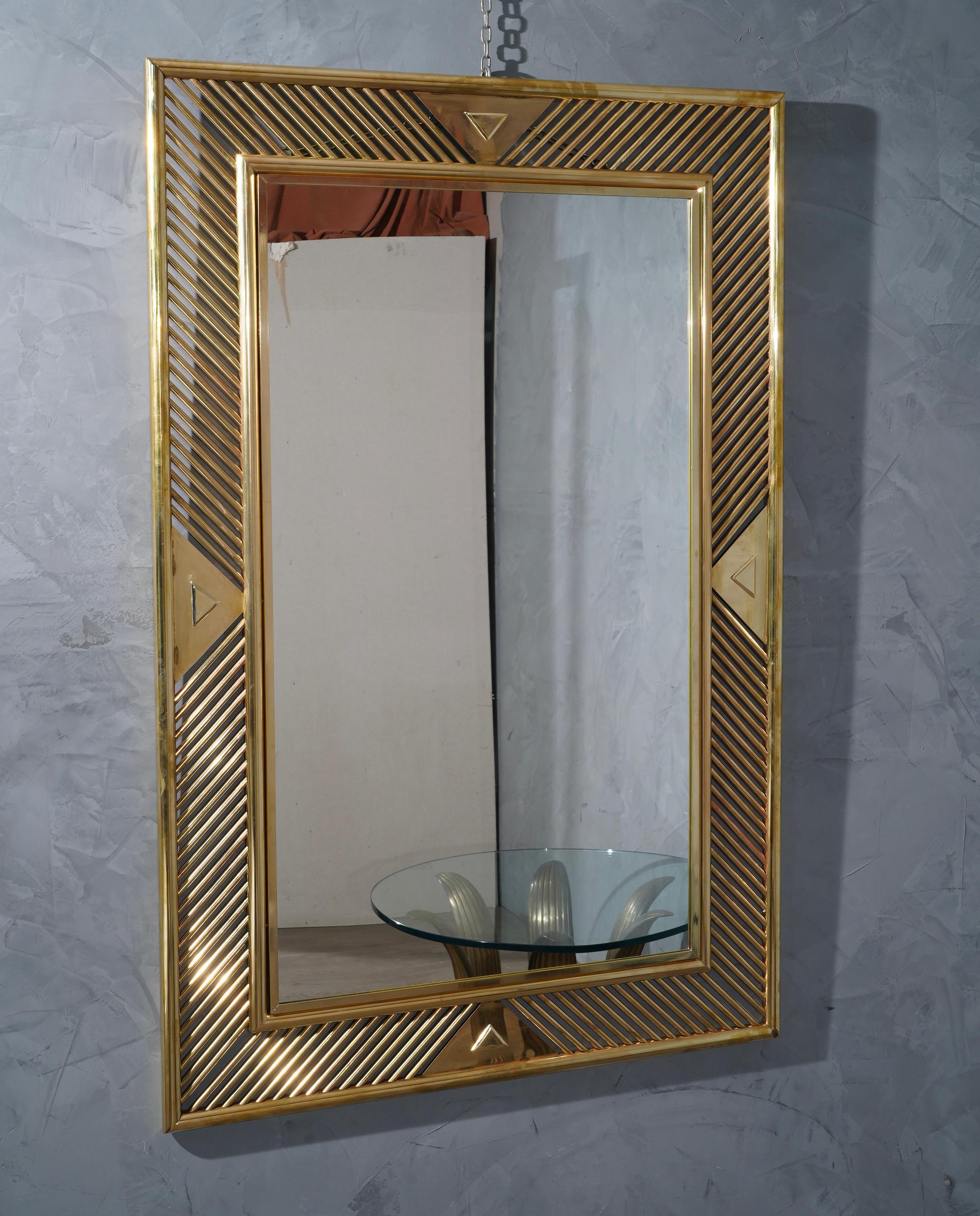MidCentury Brass Italian Mirror, 1970 4