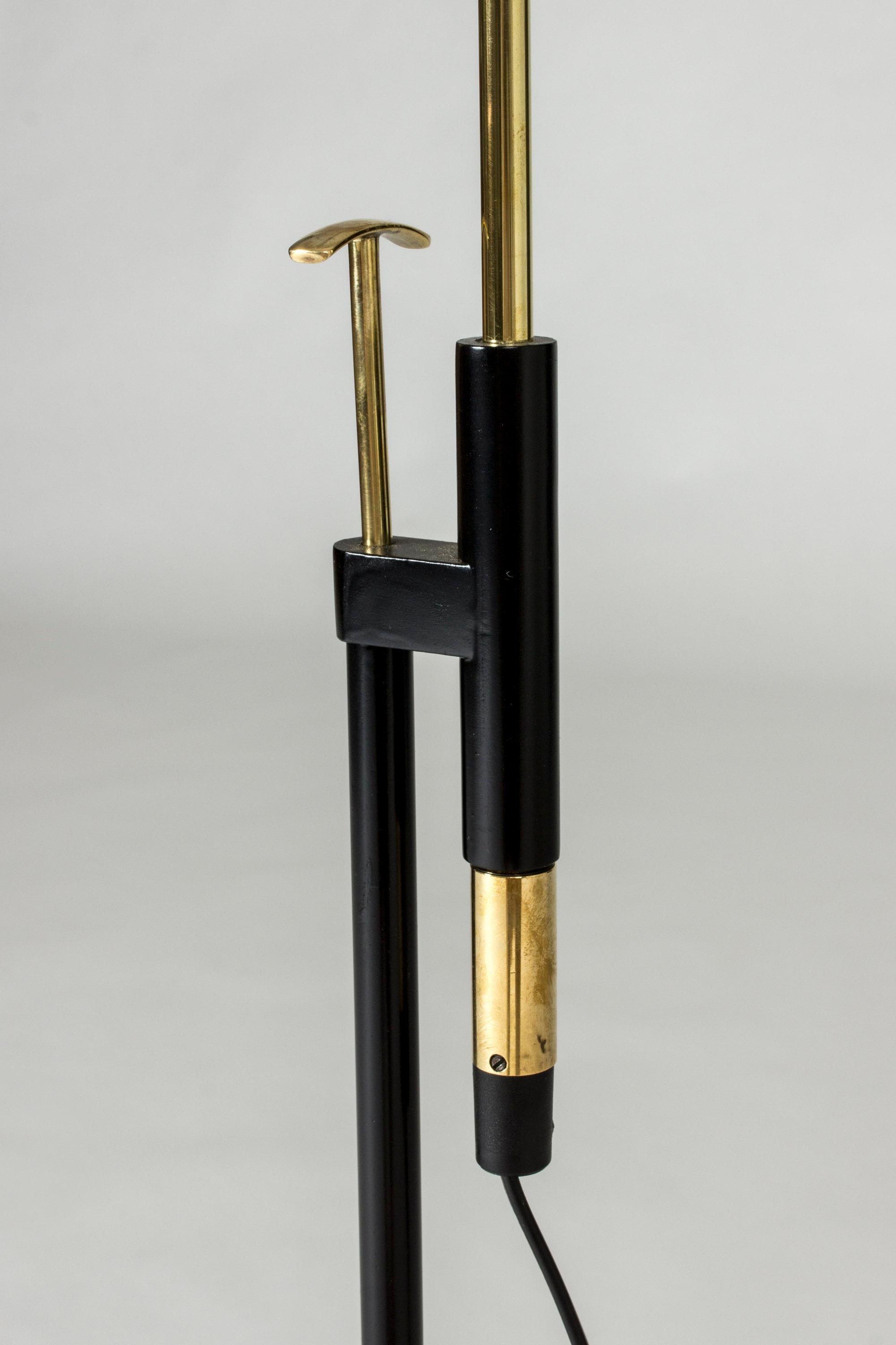 Swedish Midcentury Brass & Lacquered Metal Floor Lamp from Falkenbergs Belysning, 1950s