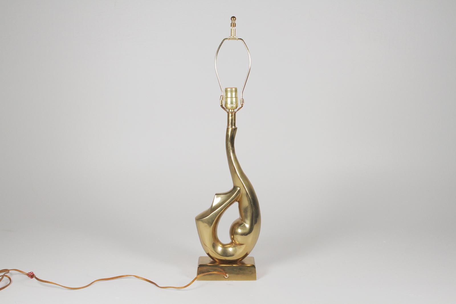 American Midcentury Brass Lamp in the Form of a Swimmer