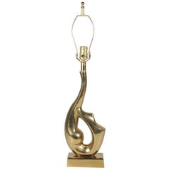 Midcentury Brass Lamp in the Form of a Swimmer