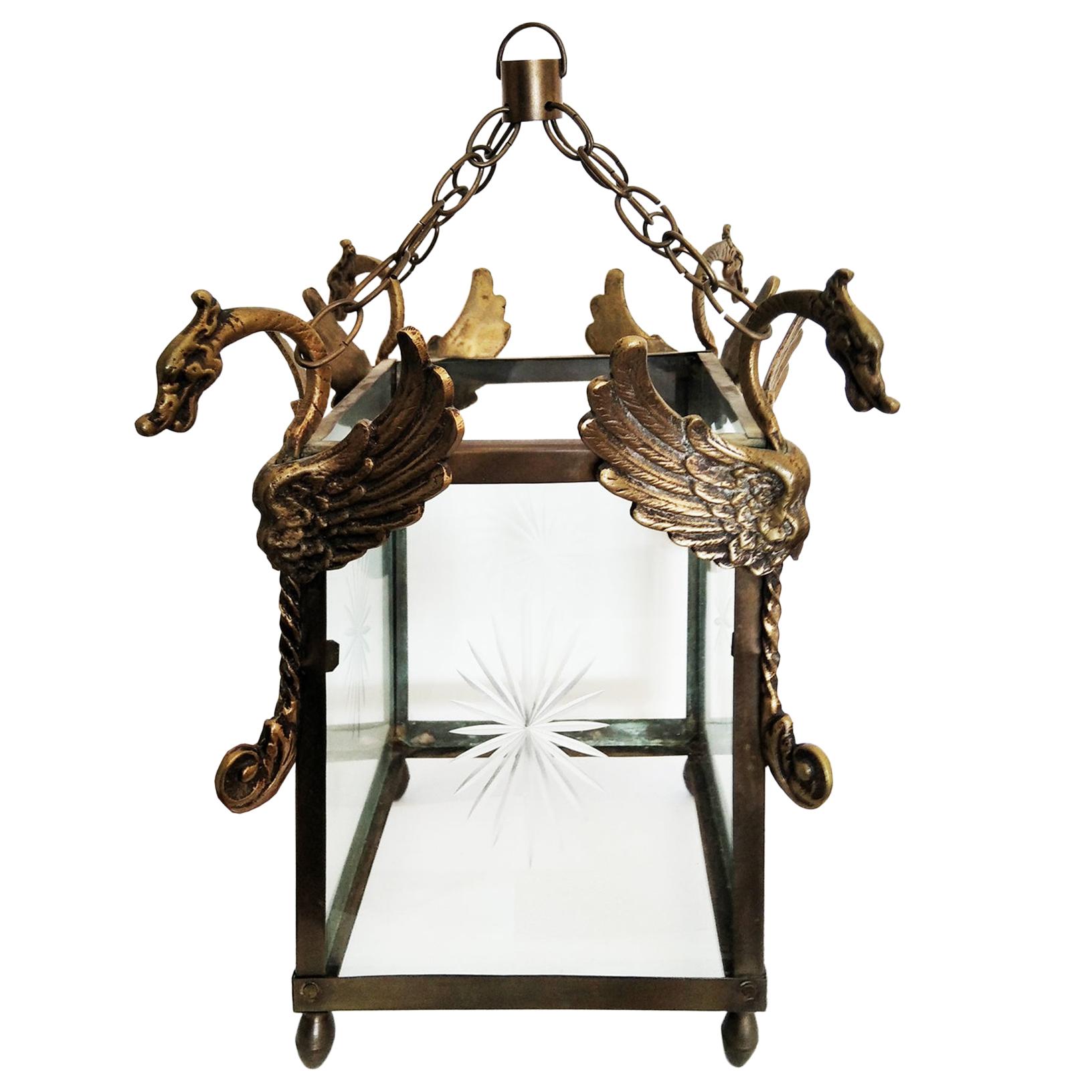 Lantern Chinoiserie Style,Brass ,Early 20th Century