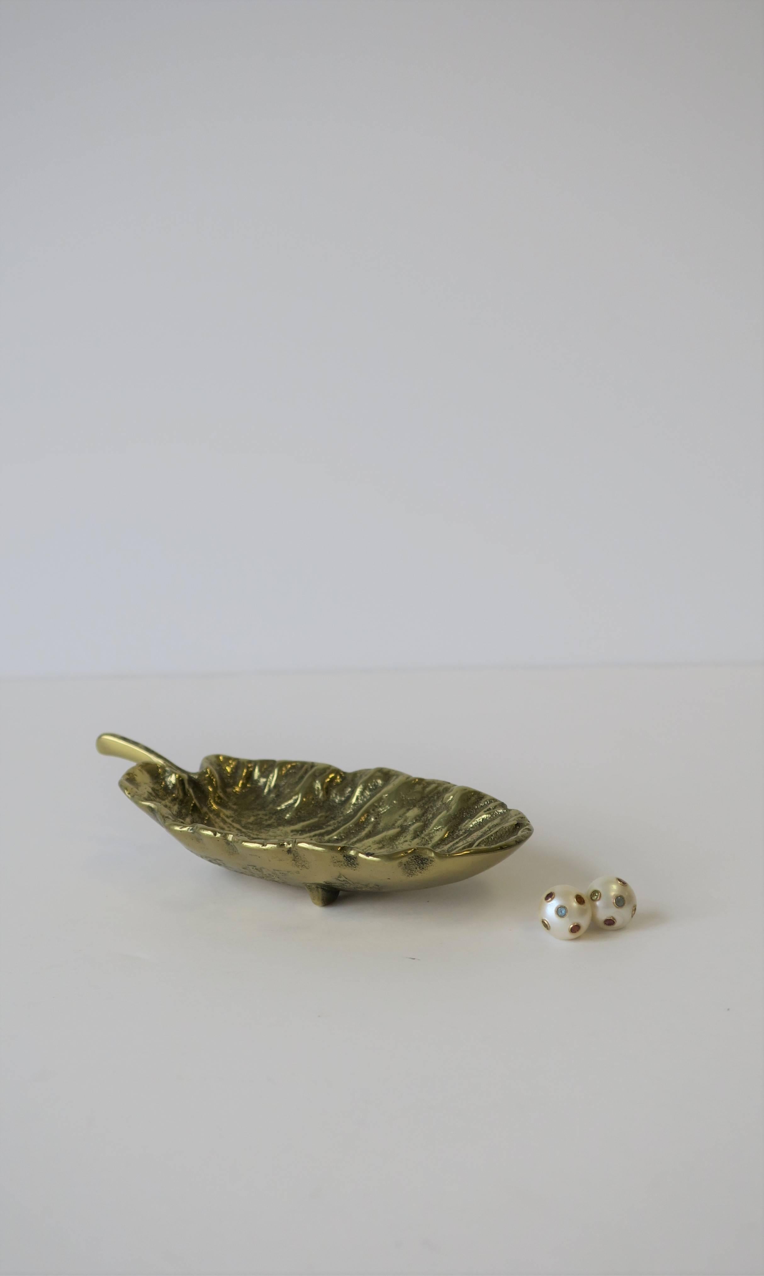 Gold Brass Leaf Jewelry Dish For Sale 6