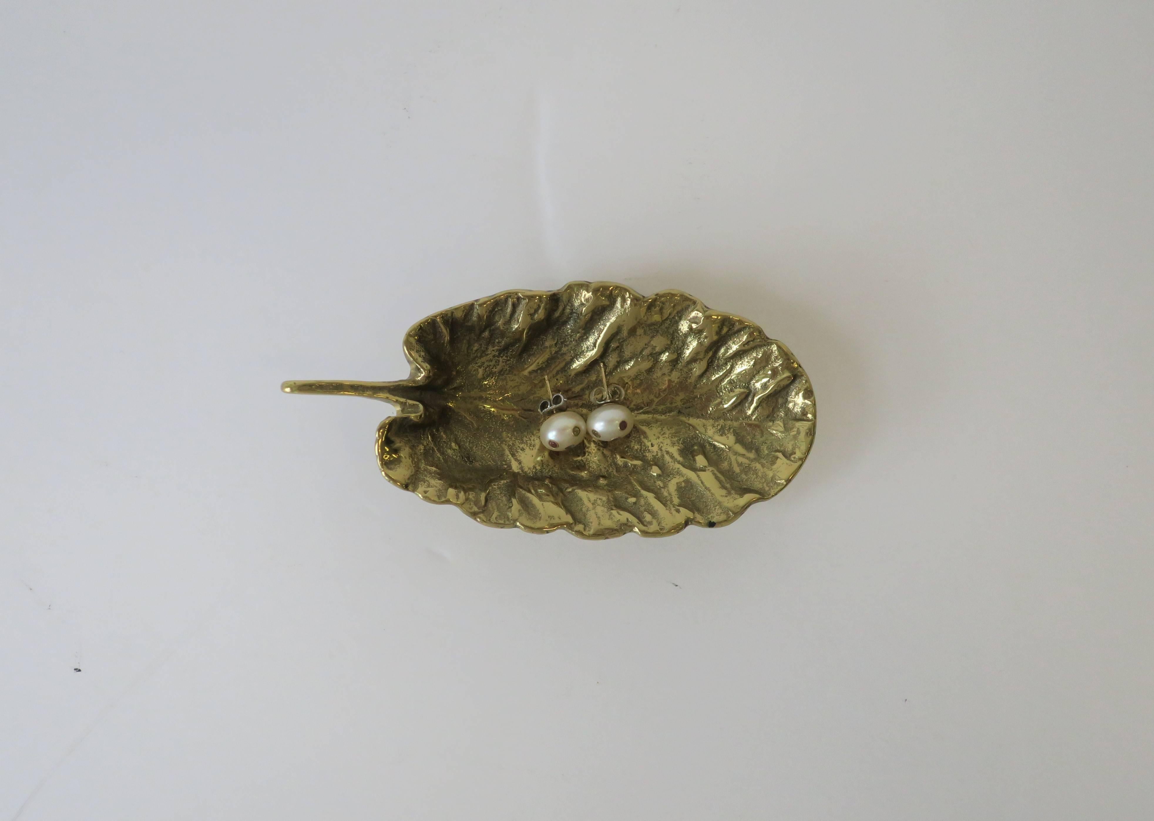 Gold Brass Leaf Jewelry Dish For Sale 7