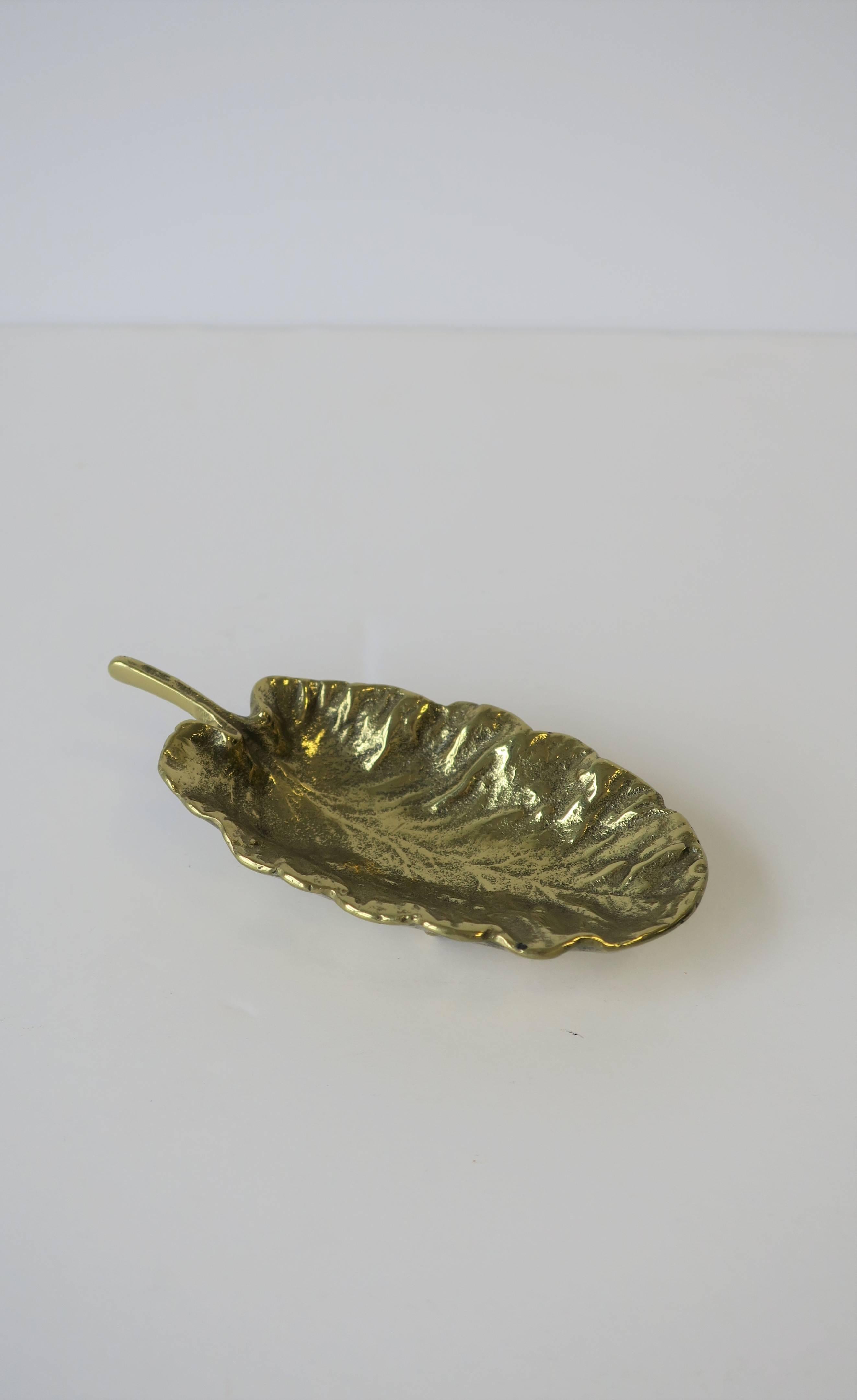 Gold Brass Leaf Jewelry Dish For Sale 8