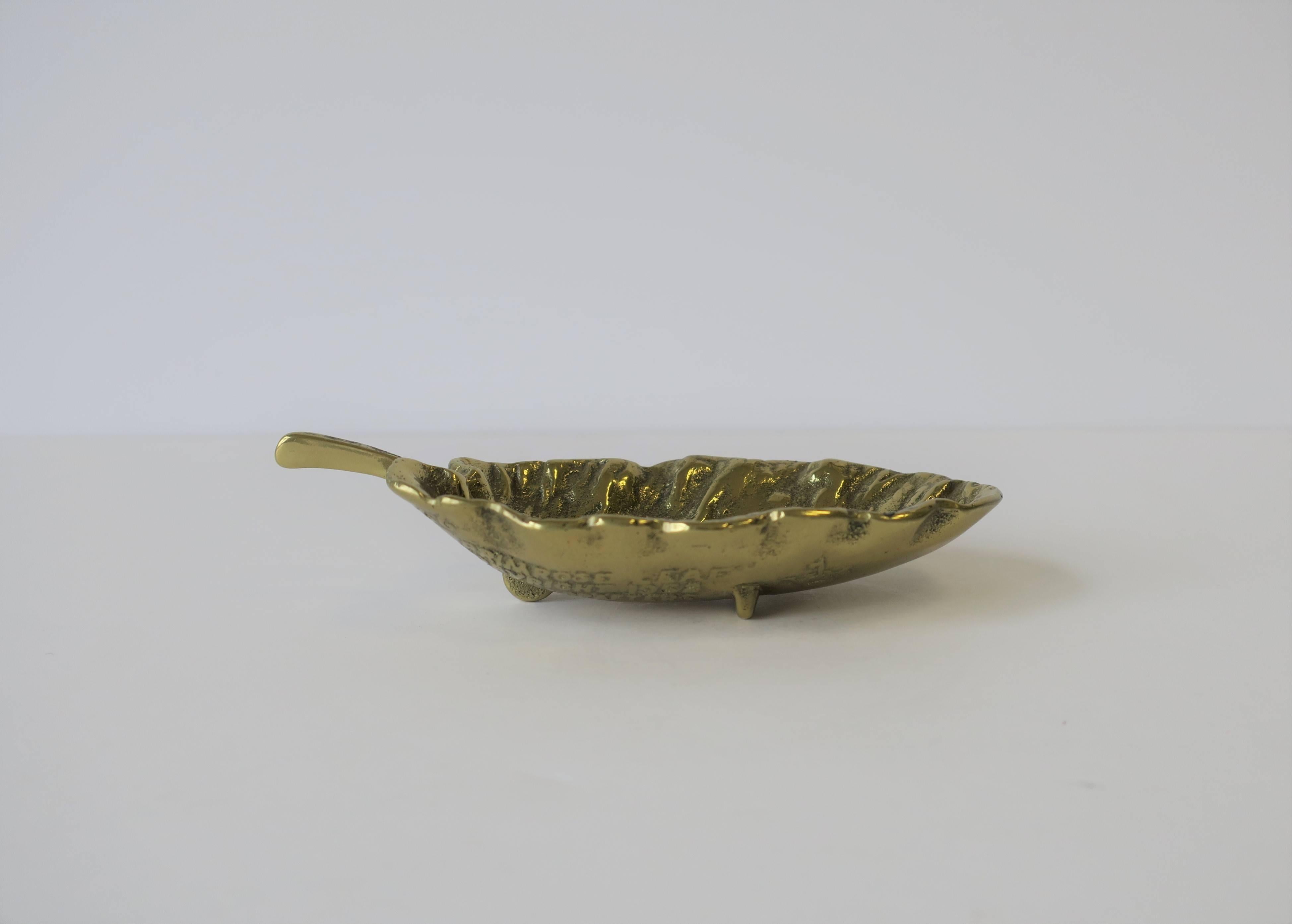 Gold Brass Leaf Jewelry Dish For Sale 2