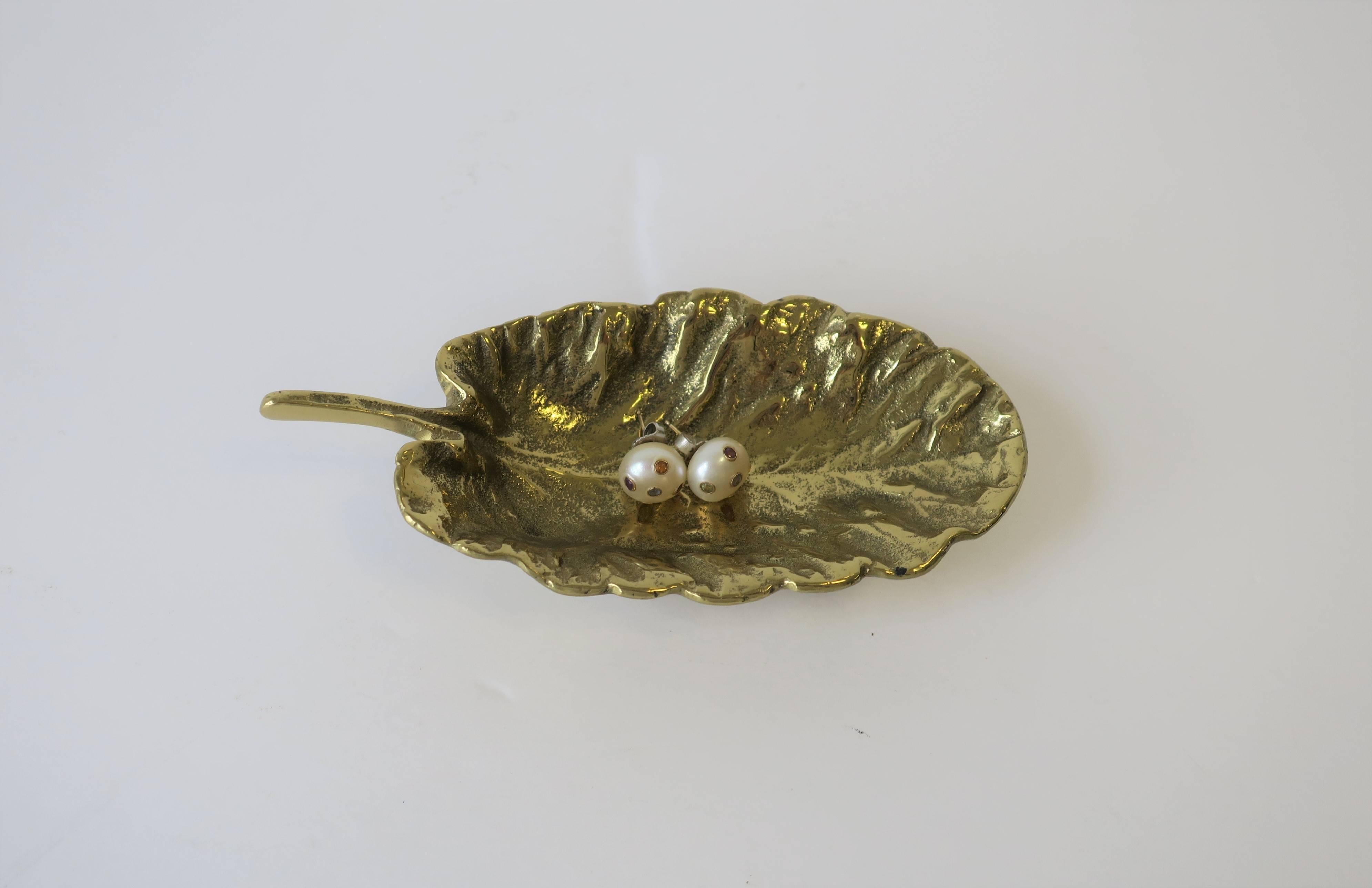 Gold Brass Leaf Jewelry Dish For Sale 5