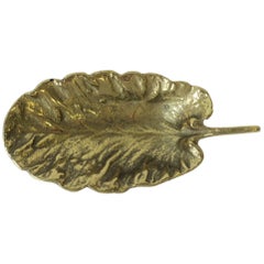 Retro Gold Brass Leaf Jewelry Dish