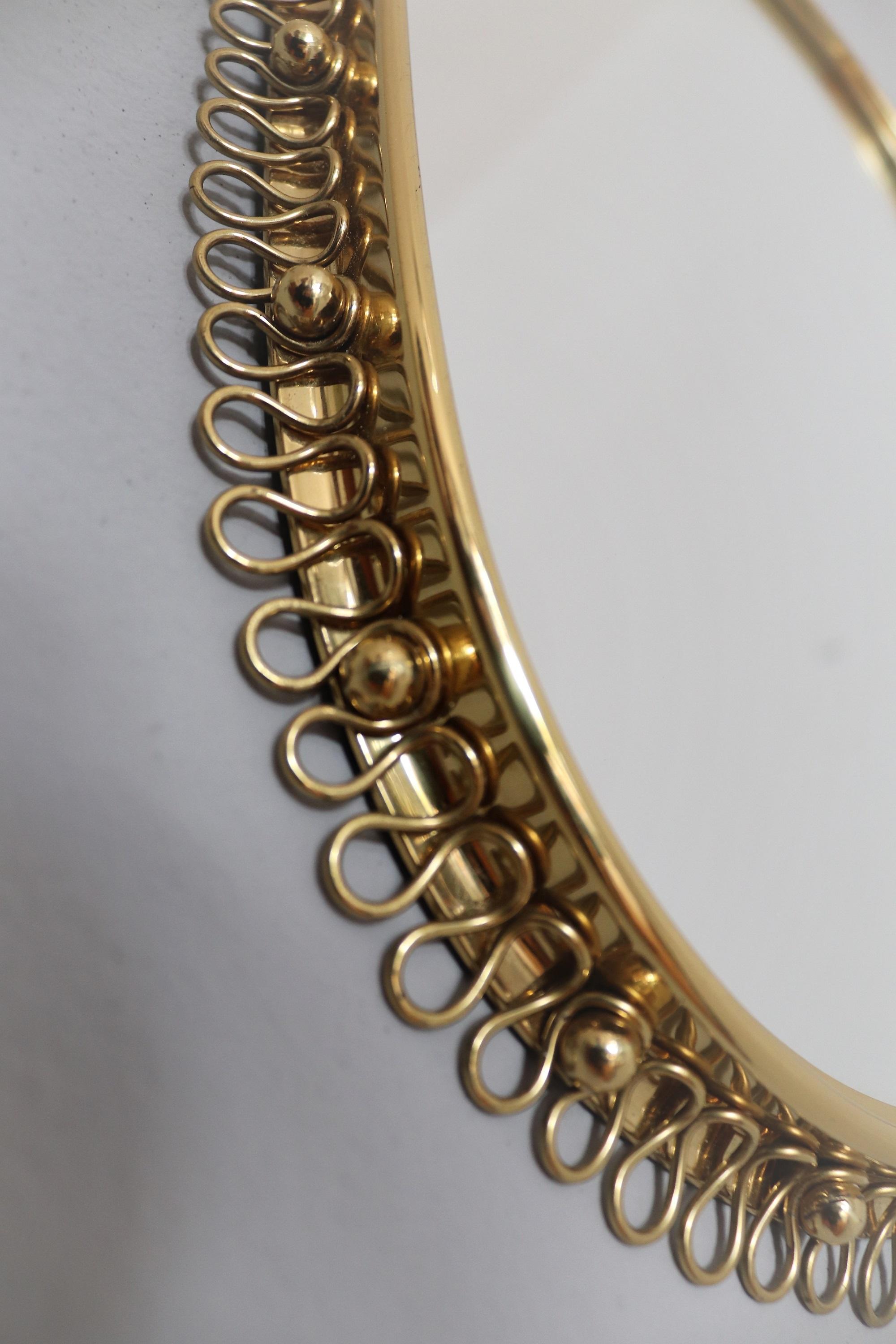 Midcentury Brass Loop Wall Mirror by Josef Frank for Svensk Tenn, 1950s 1