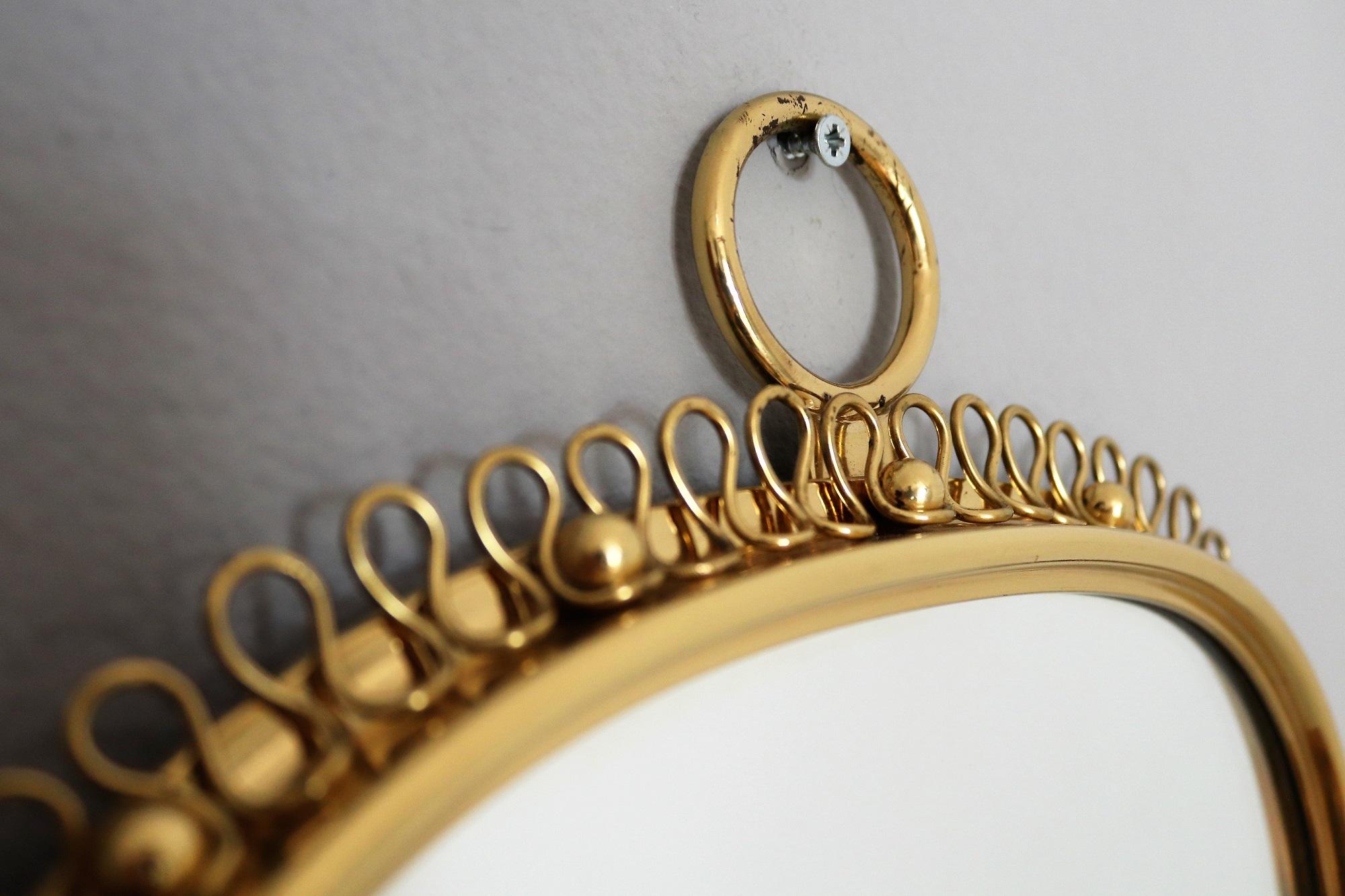 Midcentury Brass Loop Wall Mirror by Josef Frank for Svensk Tenn, 1950s 3