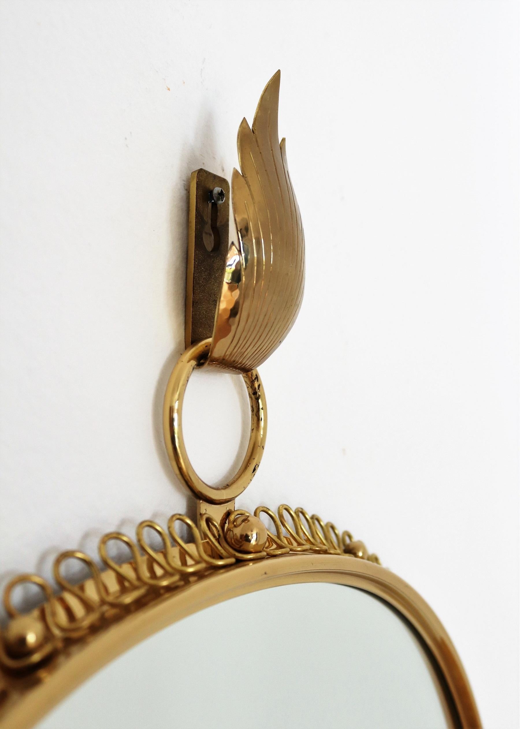 Mid-Century Brass Loop Wall Mirror by Josef Frank for Svenskt Tenn, 1950s 4