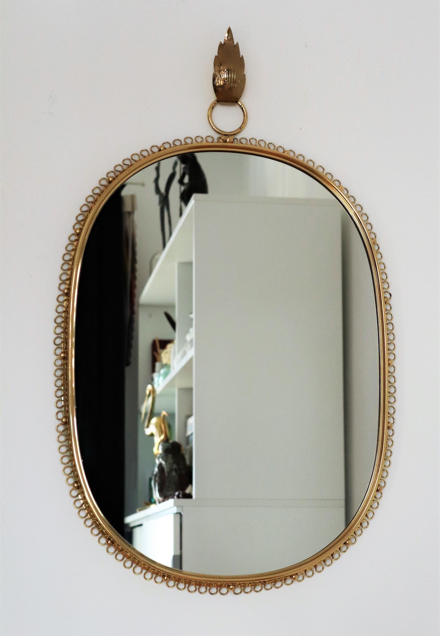 Mid-Century Brass Loop Wall Mirror by Josef Frank for Svenskt Tenn, 1950s 5