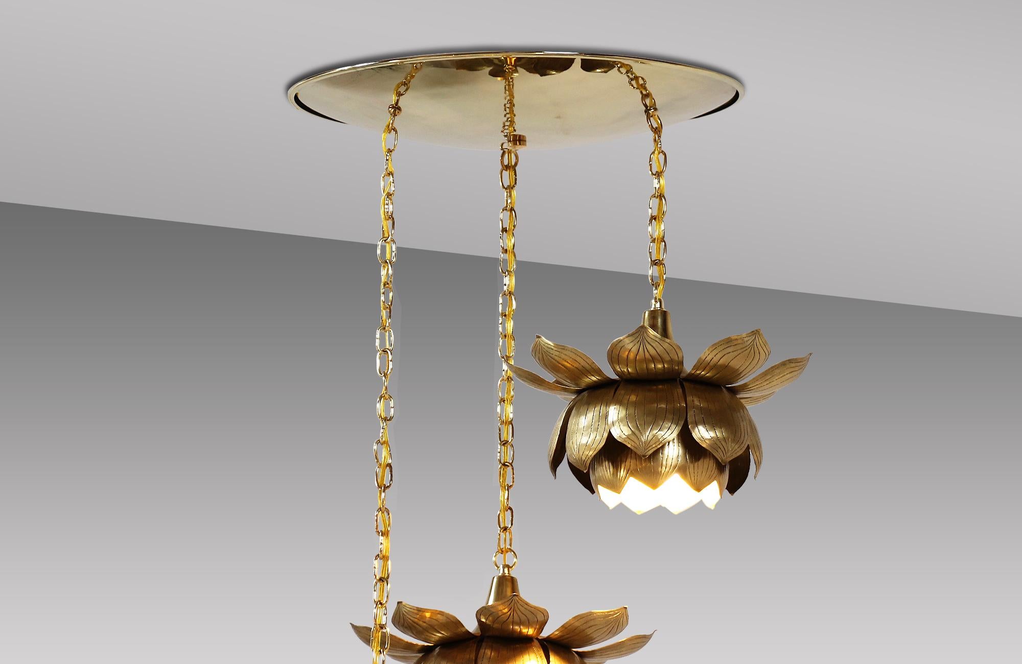 brass lotus chandelier