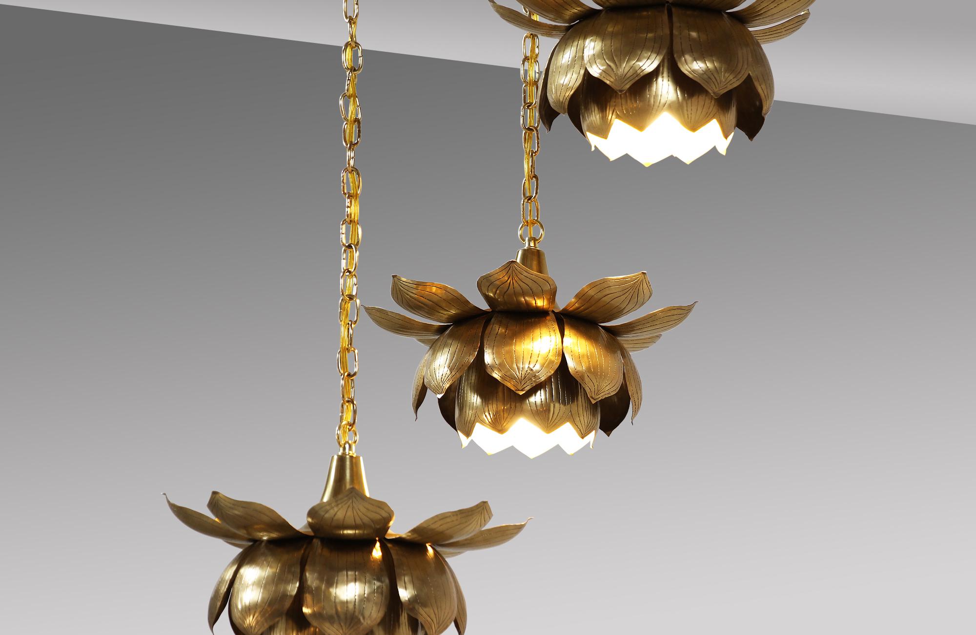 brass lotus pendant light